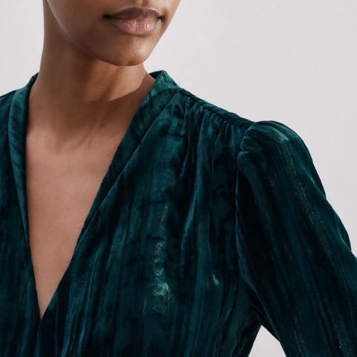zara green geometric dress Anya Velvet Gown