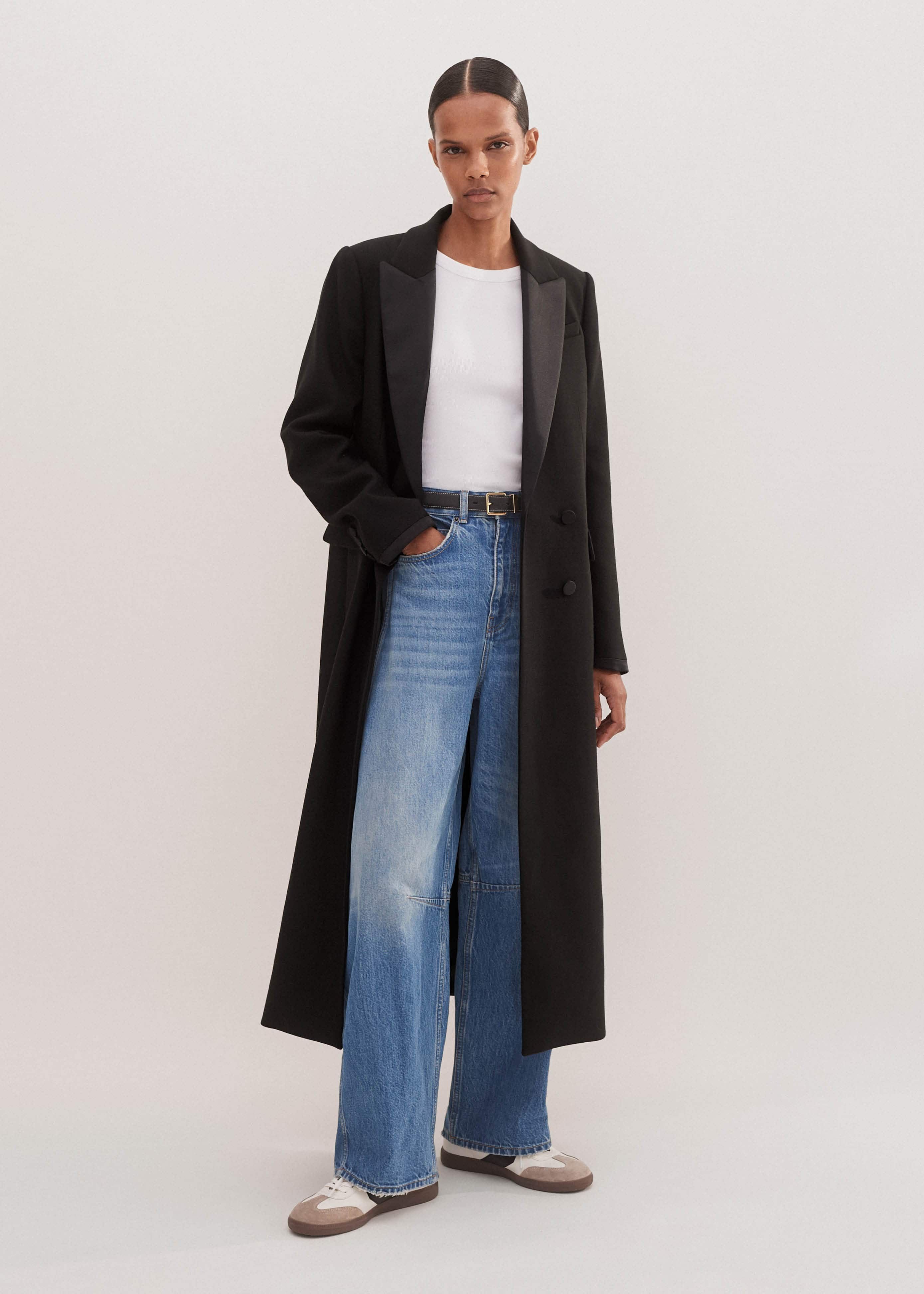 Women's Black Forever Midi Tux Coat | ME+EM