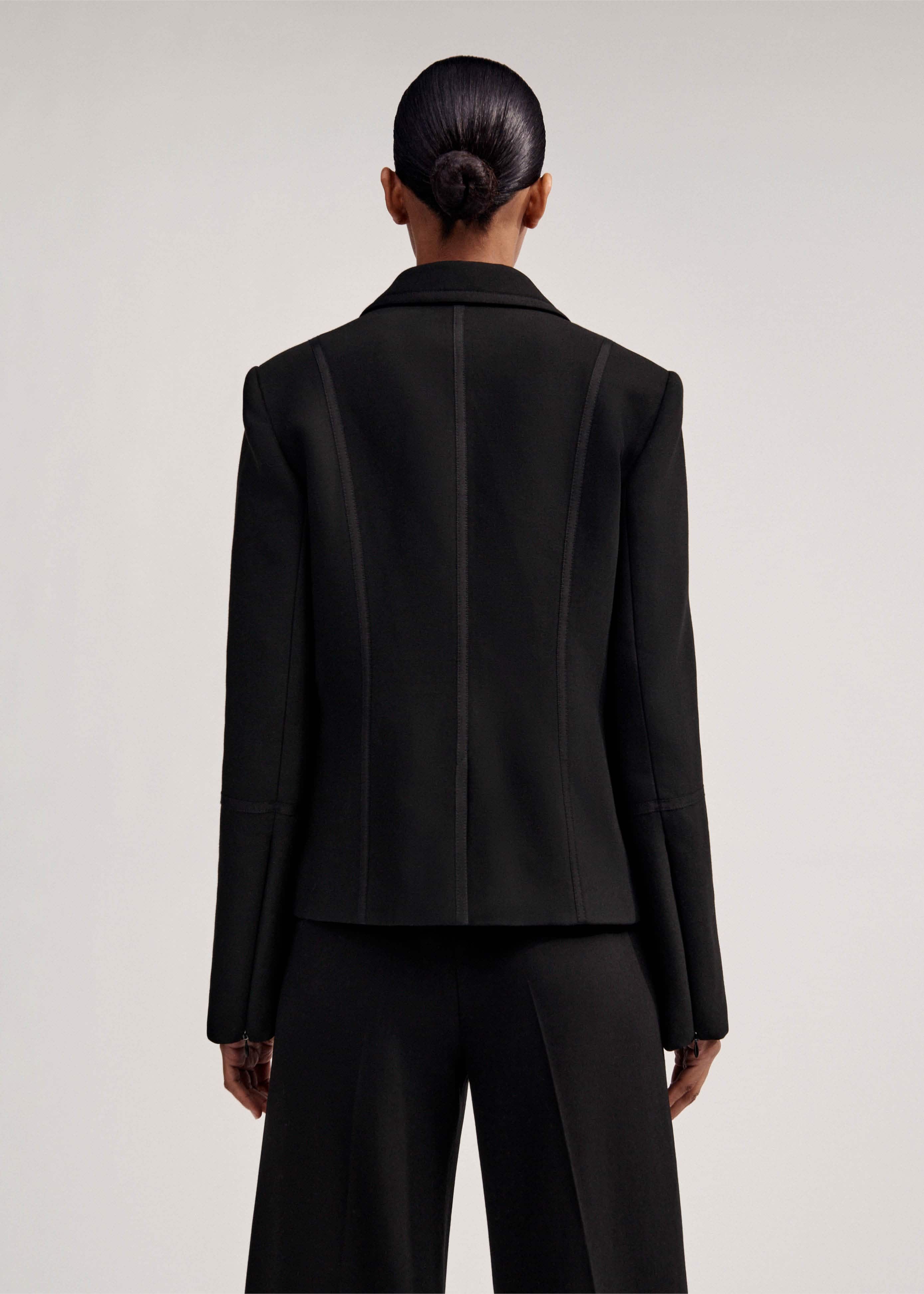 ★E.B.M★ Tailored short sleeve jacket EMO4WJK021 Susan Bender Short-Sleeve Cropped Leather Moto Jacket