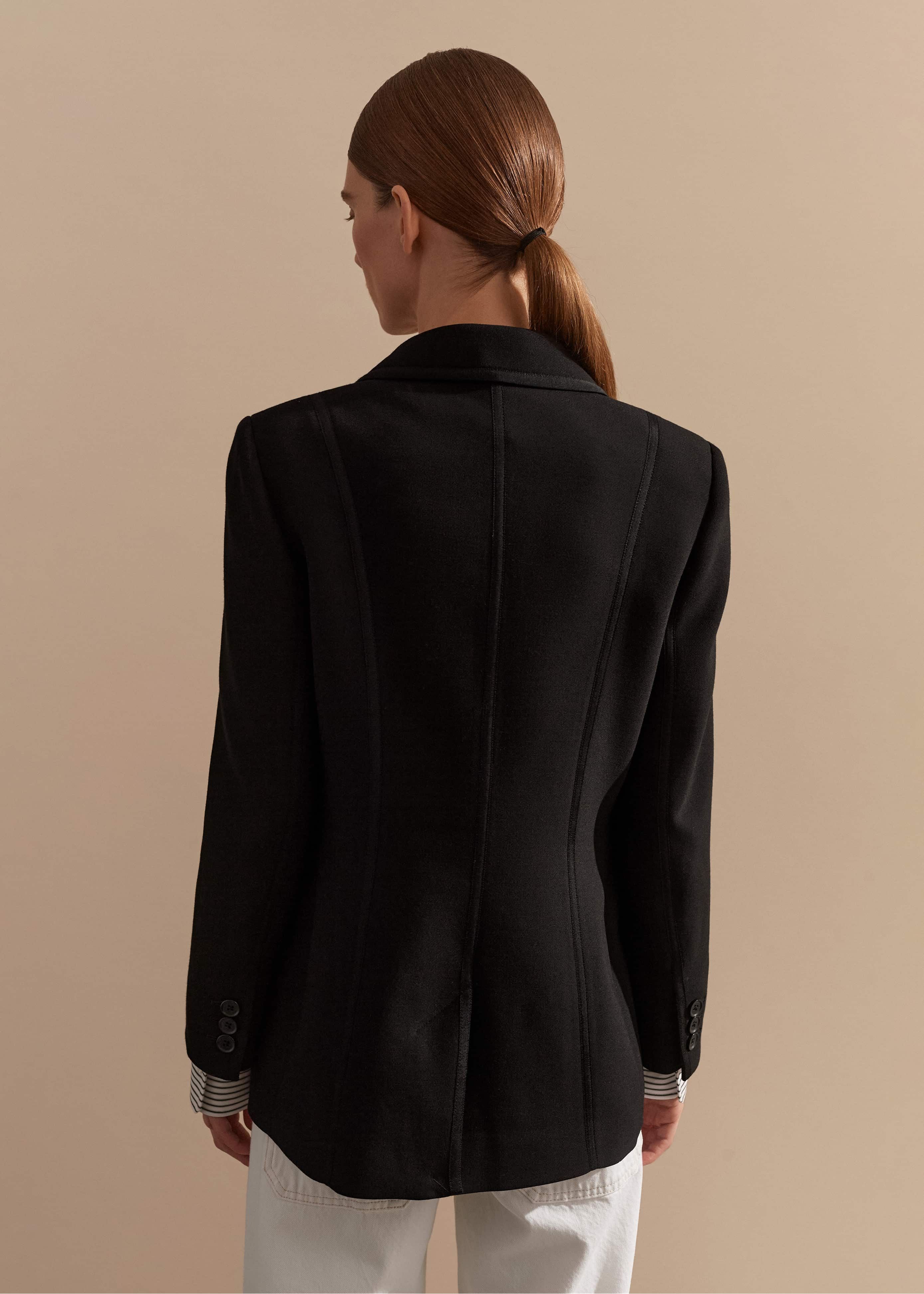 Black Bracelet Sleeve Long Workwear Blazer | Women's Jackets