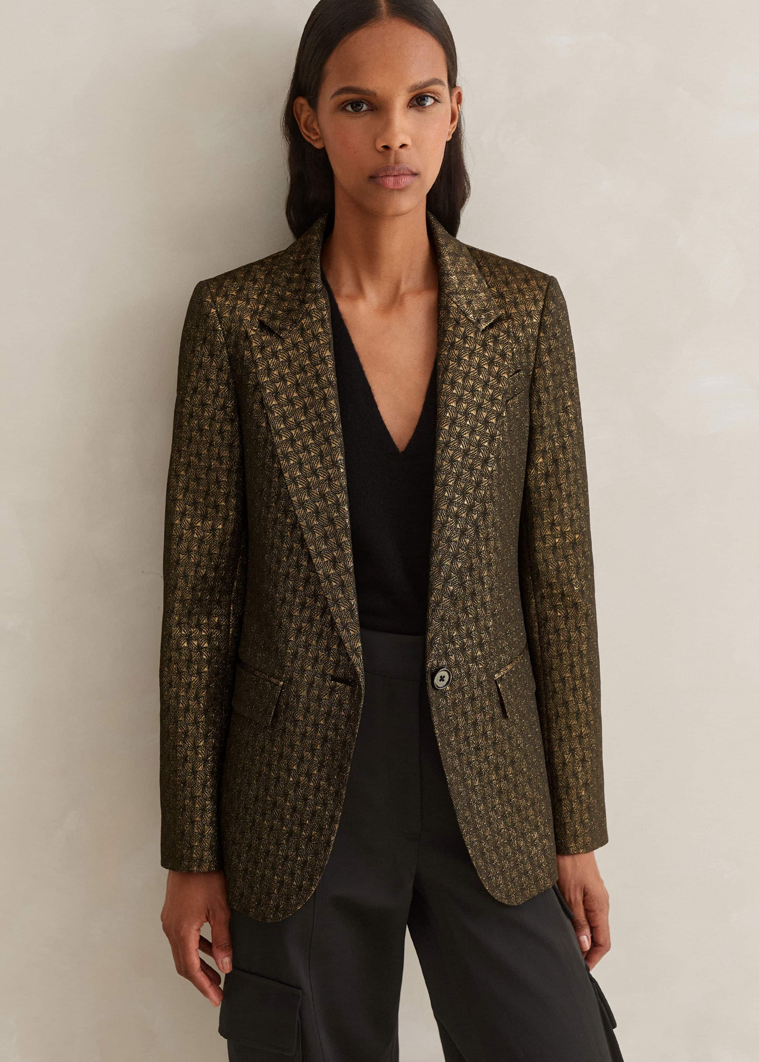 アウターその他 GOLDEN  Woman Blazer Black GWP02265P00193982600 Women's black double-breasted blazer