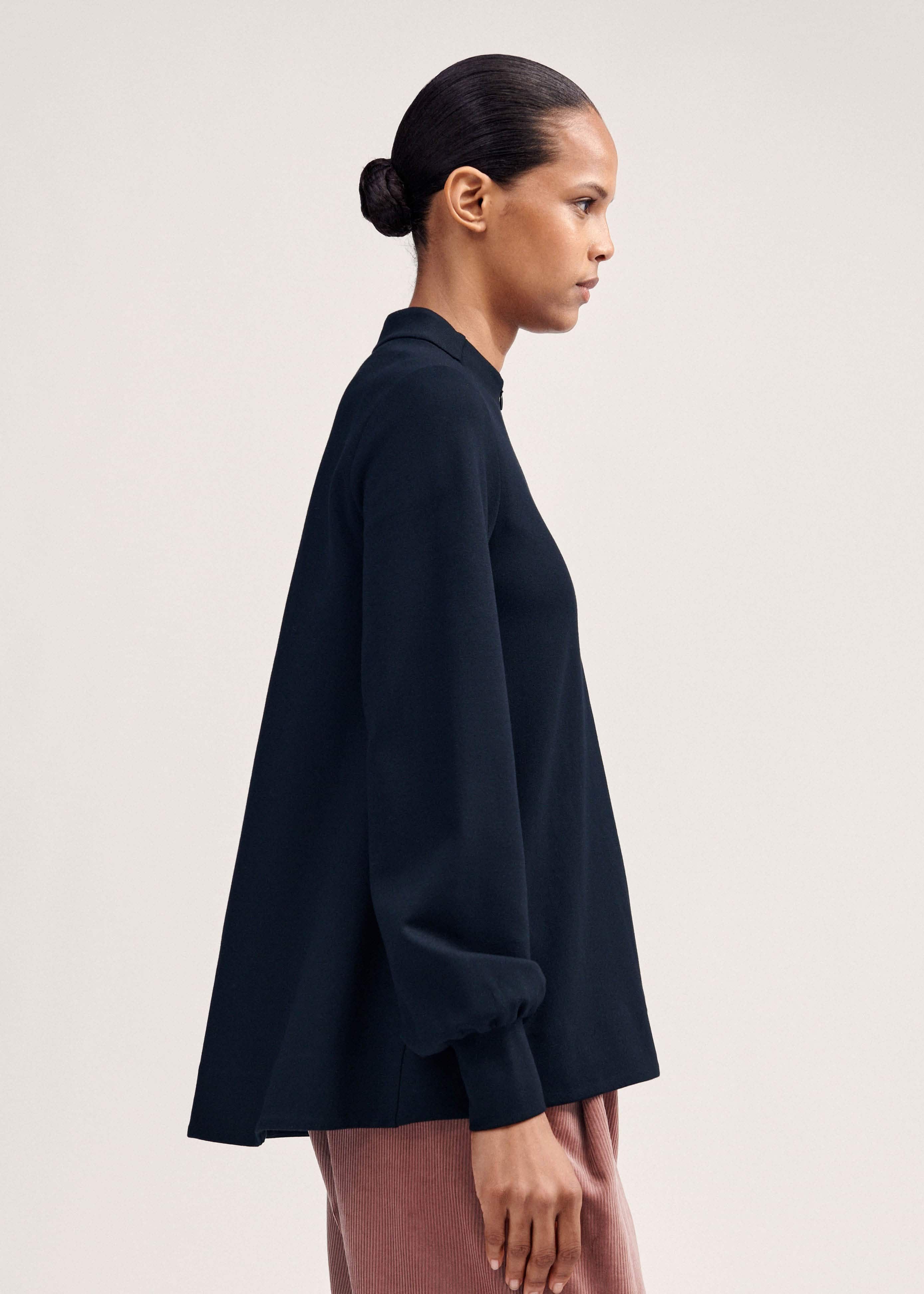 Black Balloon Sleeve Ponte Swing Top | Women