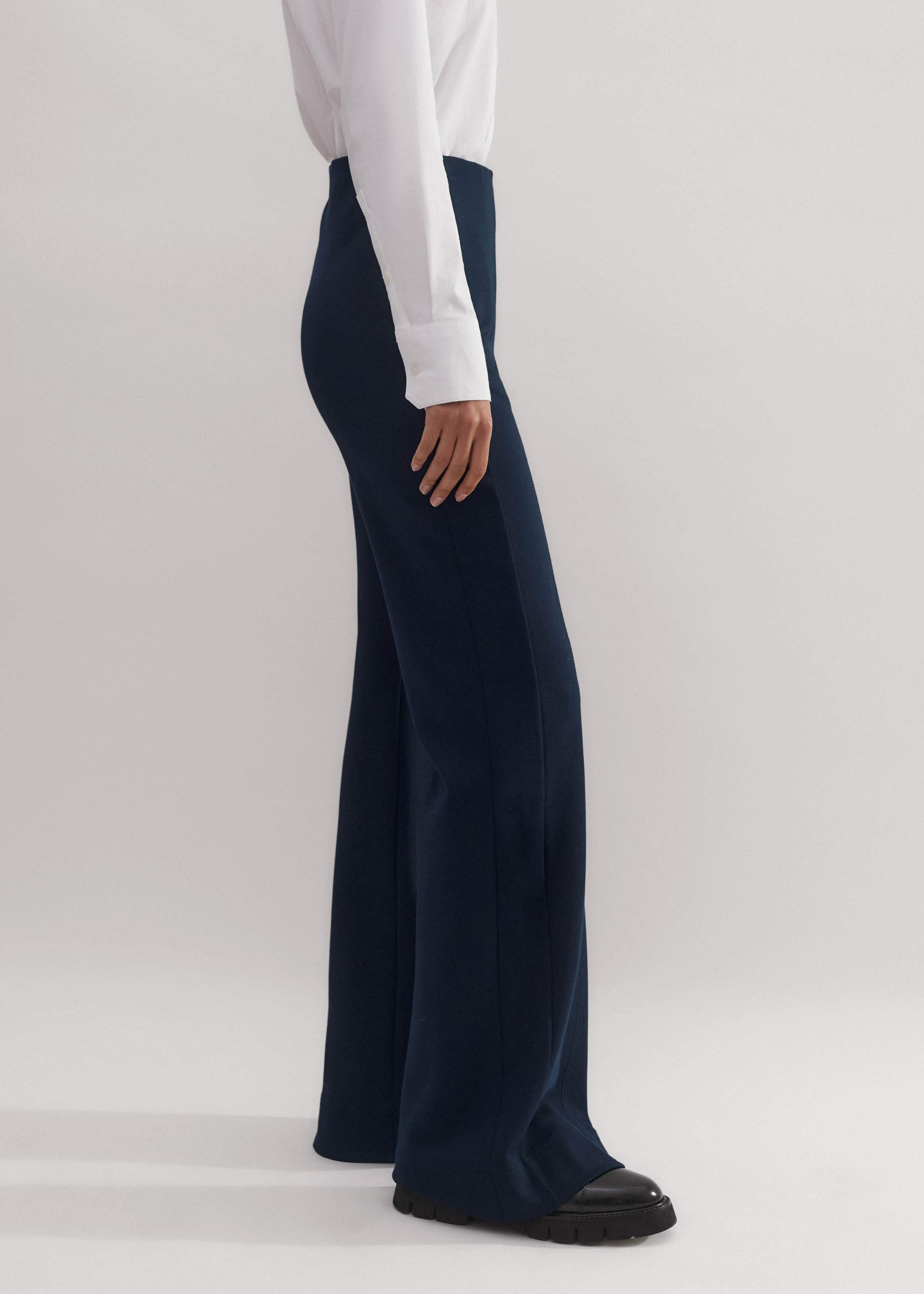 Navy Travel Tailoring Kick Flare Pant | Women's Jersey Pants | ME+EM Navy Travel Tailoring Kick Flare Pant | Women's Jersey Pants | ME+EM