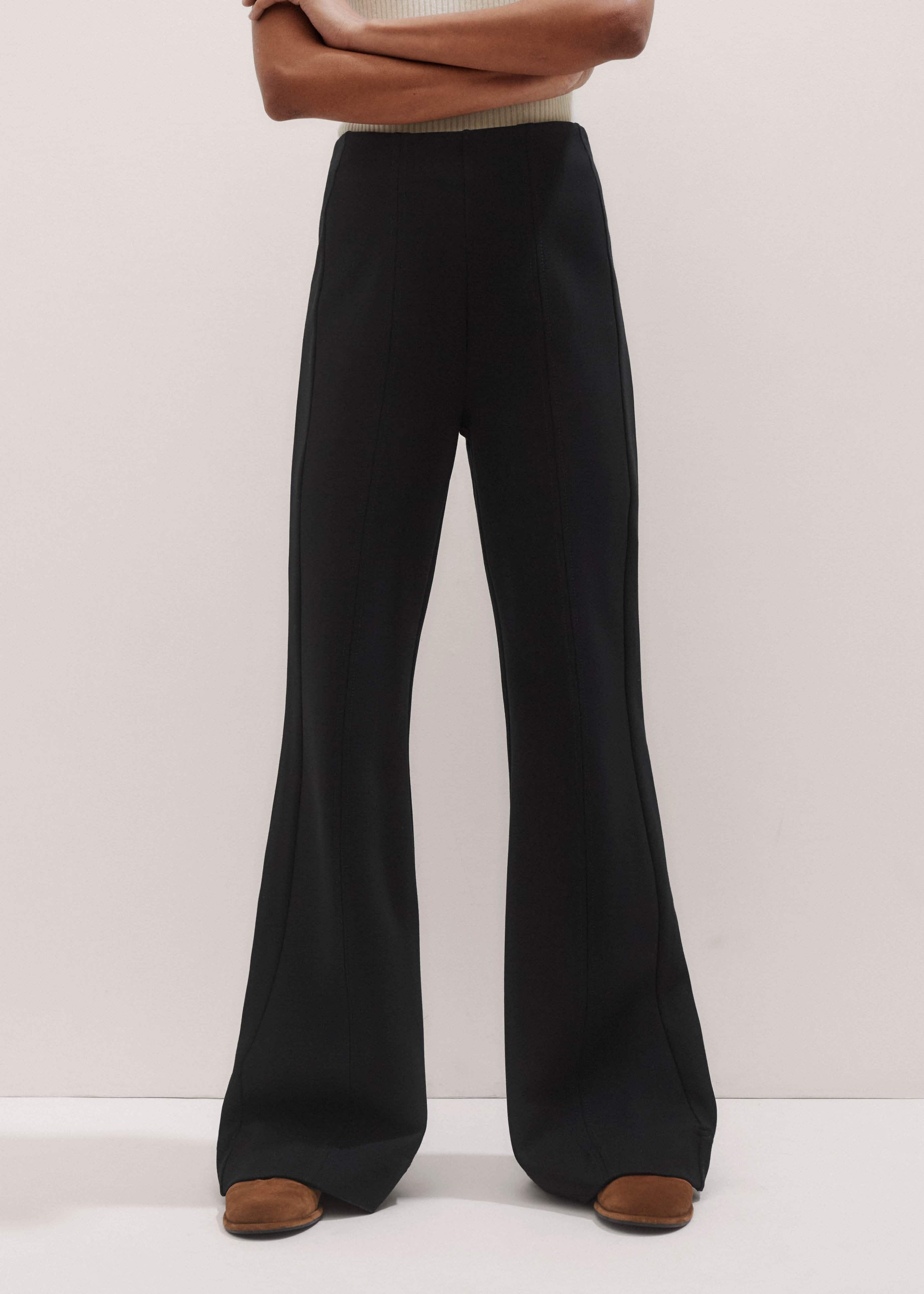 Alicia Coated Kickflare Trousers Black
