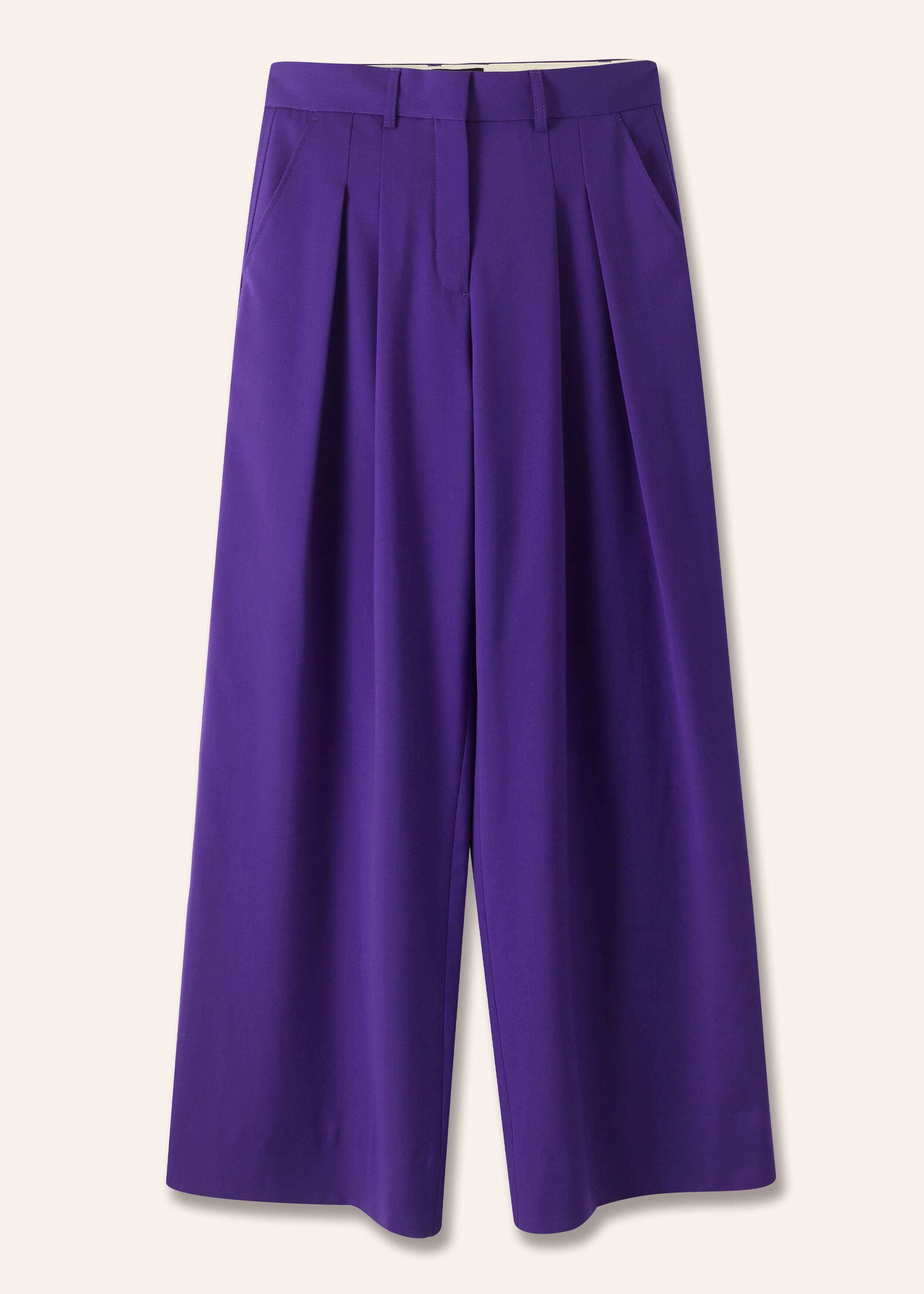 Women's Purple Fluid Pleat Front Wide-Leg Pant | ME+EM Women's Purple Fluid Pleat Front Wide-Leg Pant | ME+EM