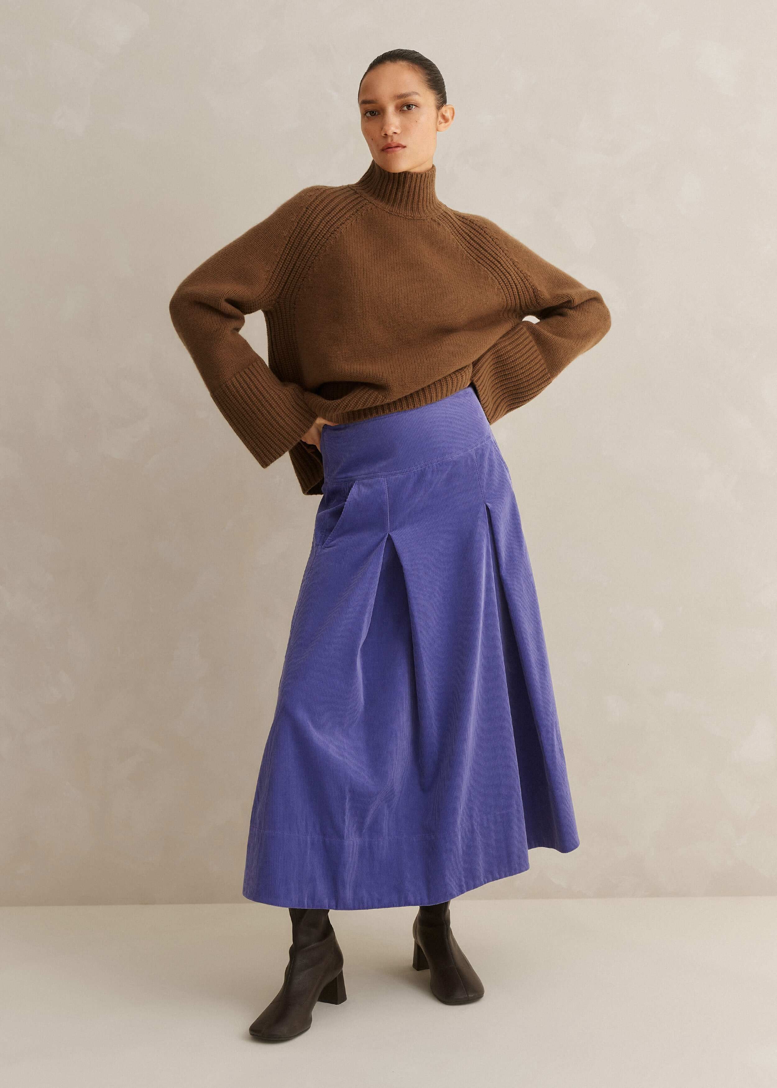 スカート ASON LONDON CHECK MIDI SKIRT PURPLE LONDON CHECK MIDI SKIRT / PURPLE - 애즈온