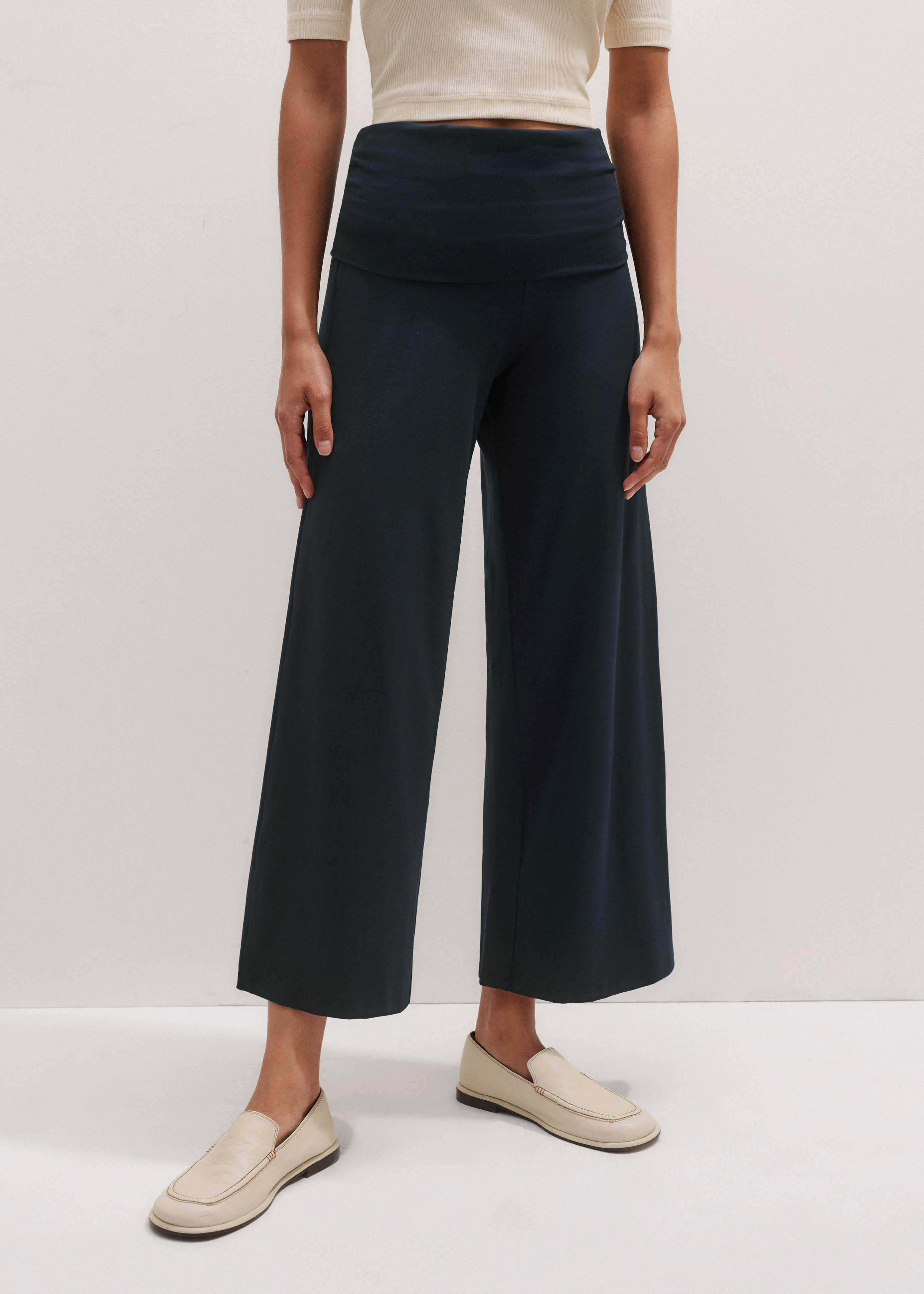 Cropped Trousers Palazzo Pants Three Quarter Wide Leg Cropped