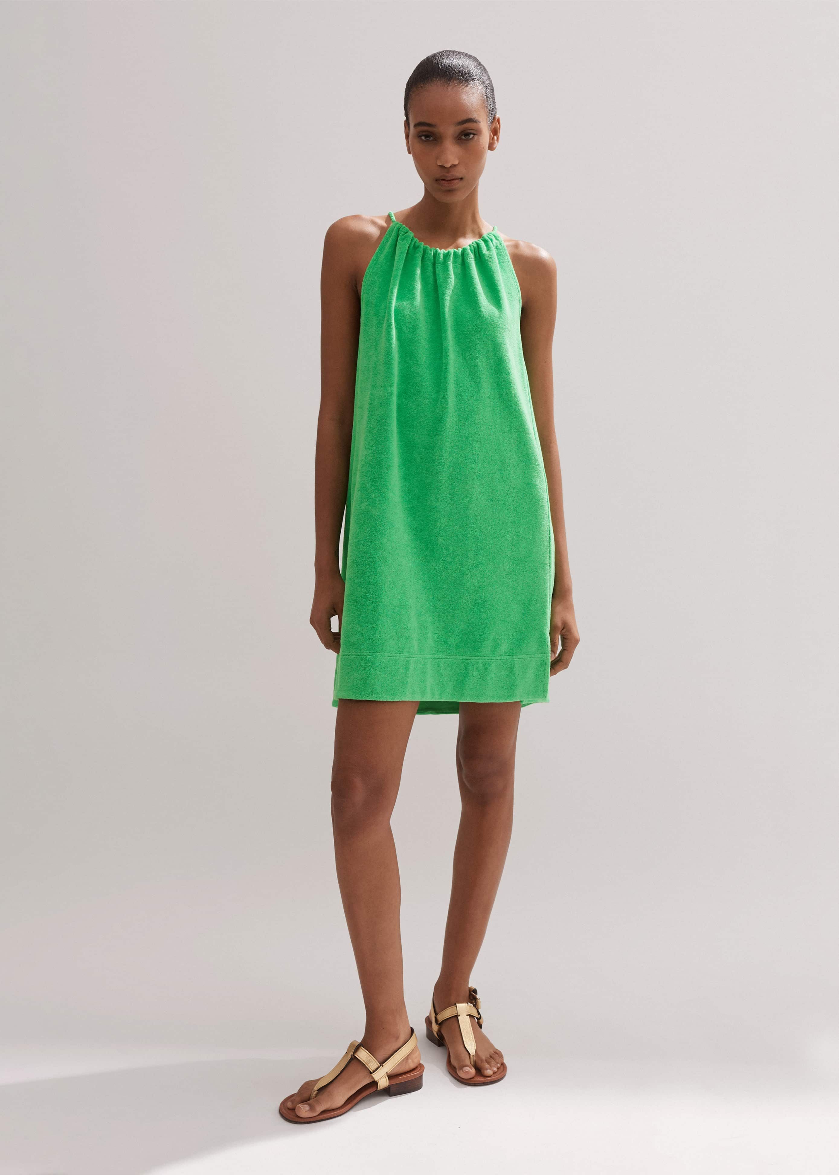 green emerald velvet dress Palm Green Hooded Cotton Terry Dress