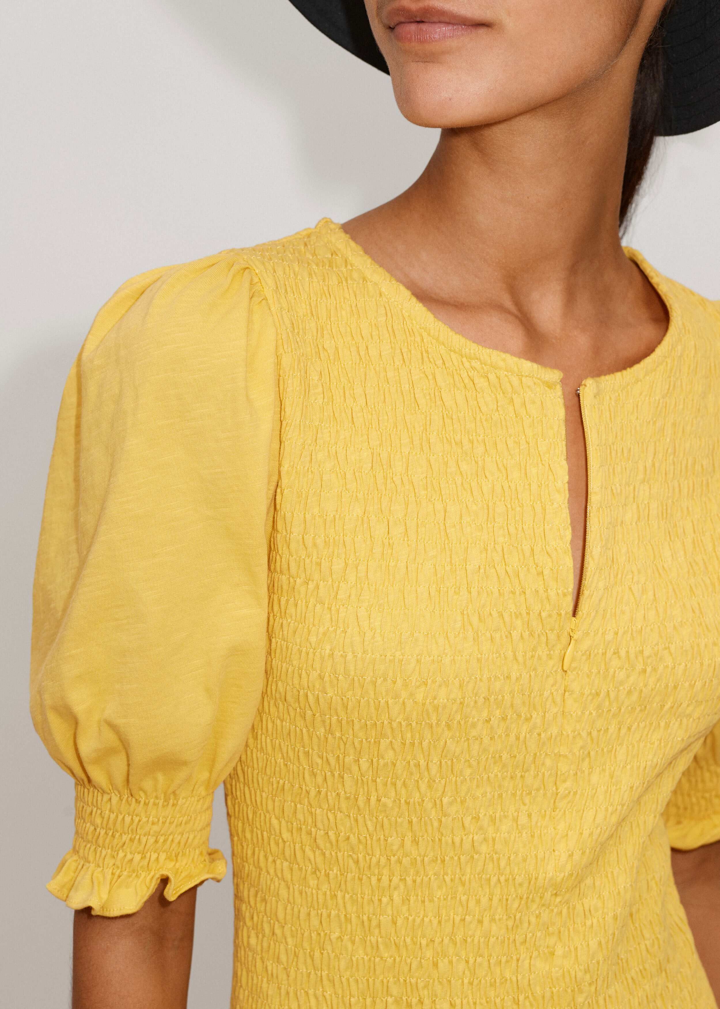 Yellow Slub Jersey Smock Bodice Maxi Dress | Women's Occasion Dresses |  ME+EM