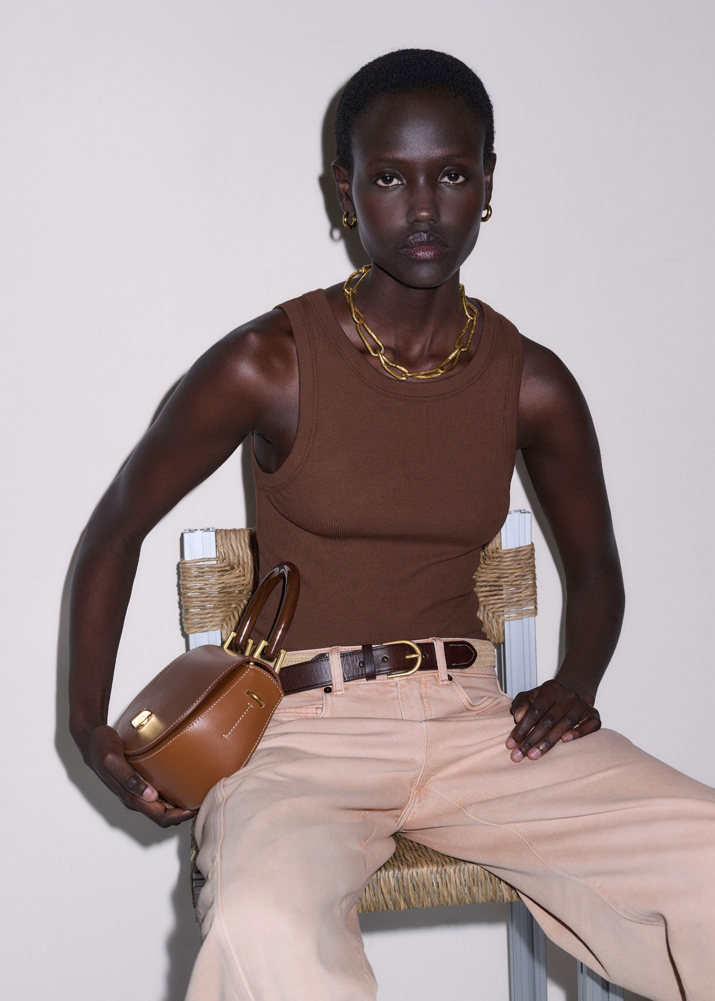 Me+em Ultimate Crew Neck Vest Cinnamon Brown