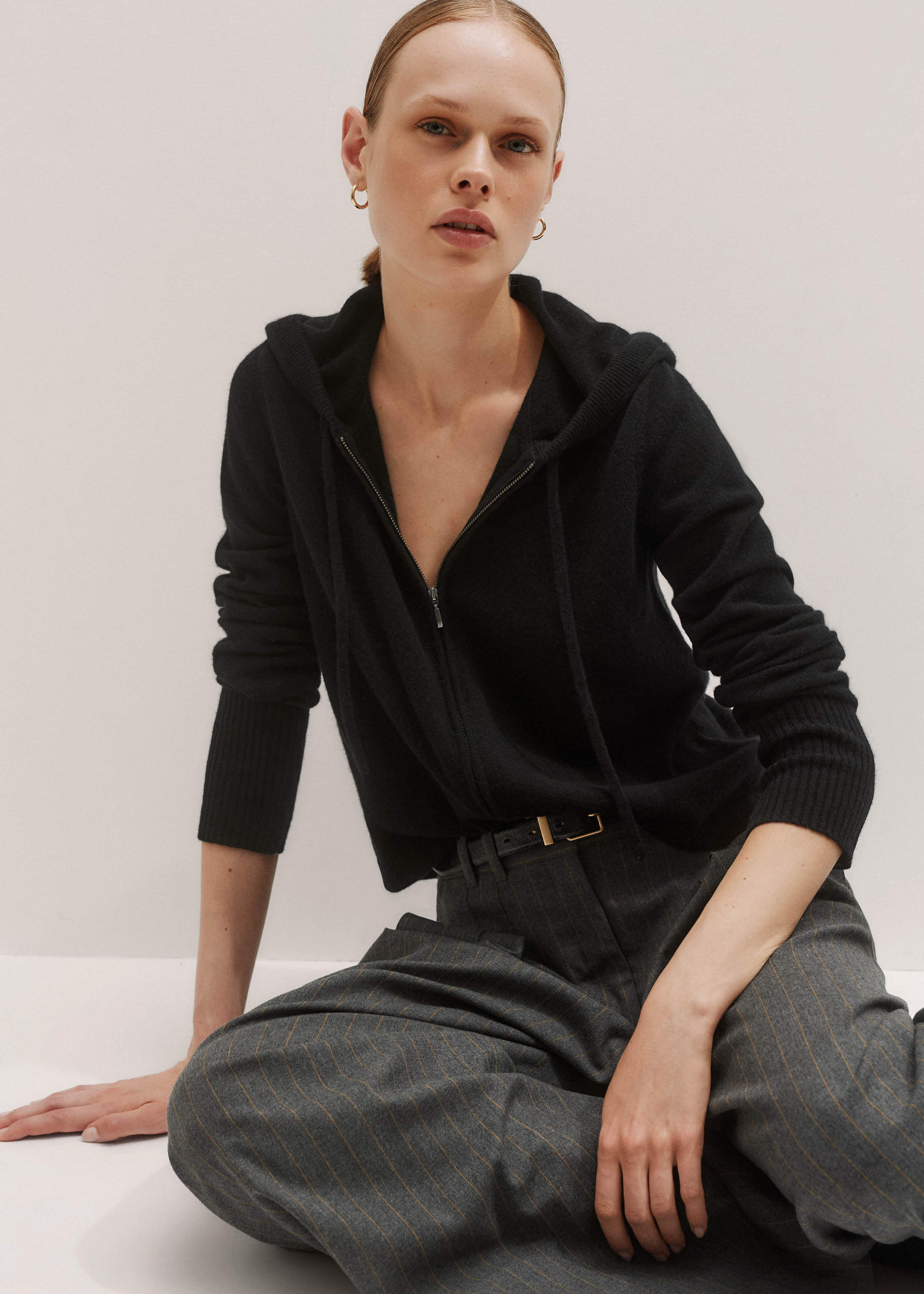 PURE CASHMERE ジャケット　ブラック　R039 ed9e5e7b4f207e2261b3bbfa73ba3f