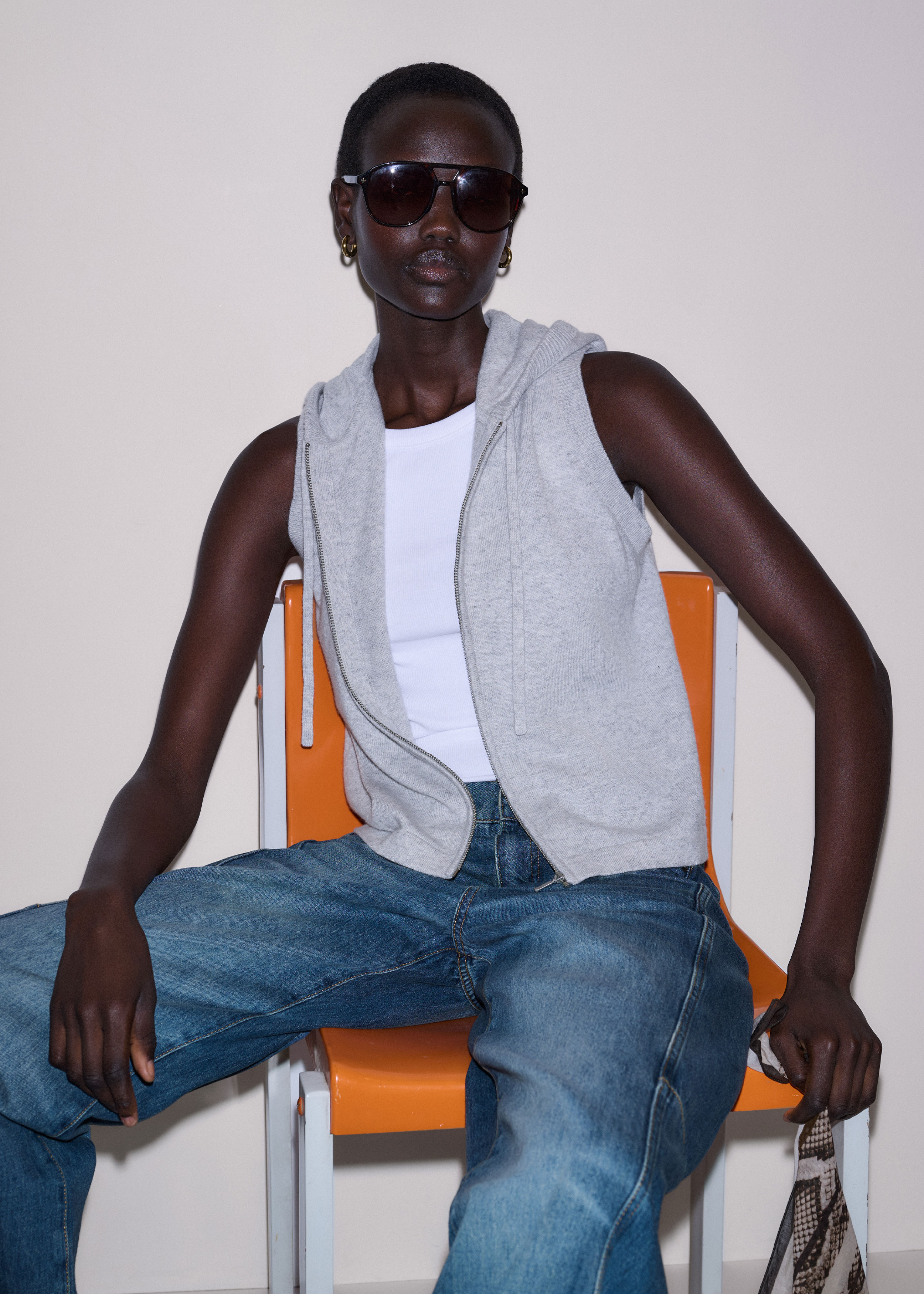 Women's Cream Milano Knit Two-Way Zip Cardigan | ME+EM