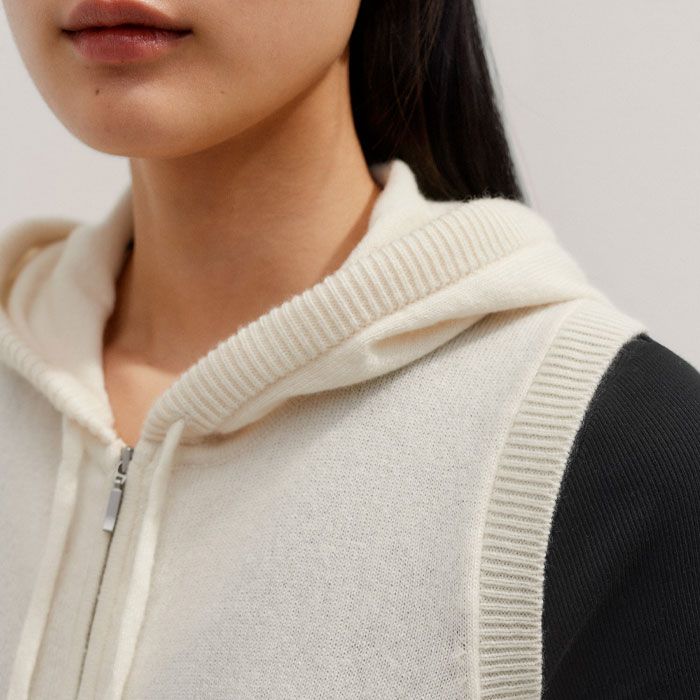 激安アウトレット Blazer Sleeveless Cashmere Icon Cream Hoody Women's | トップス