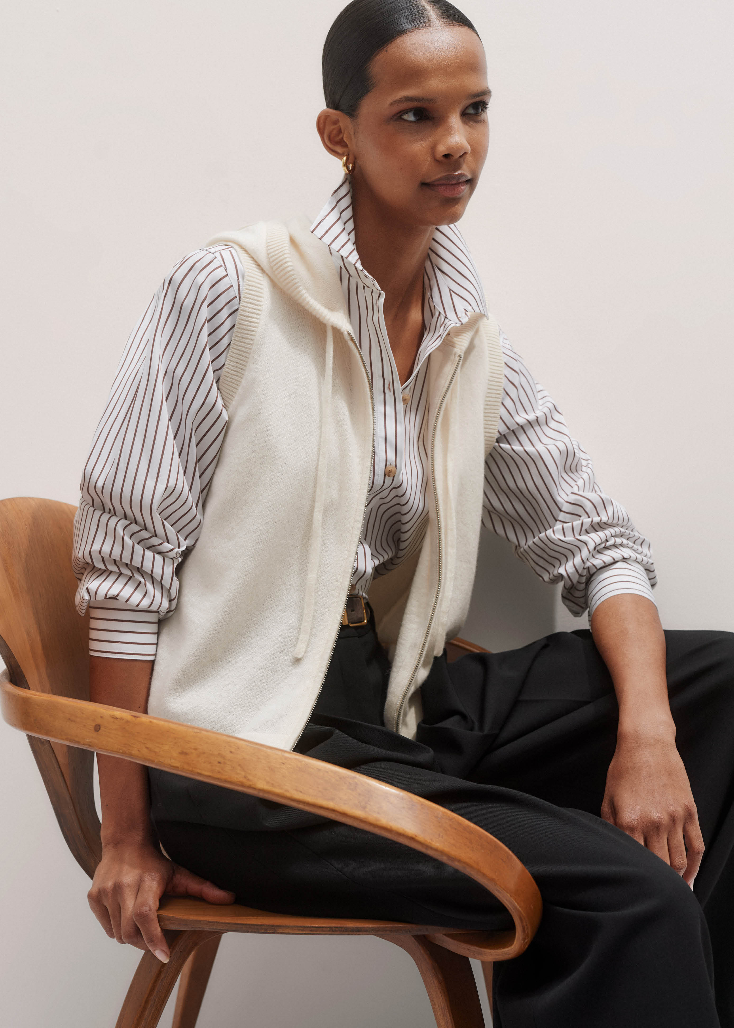 ★韓国人気★LOOKPLE★LOOK METO WOOL CHECK SWEATSHIRT Cream Icon Cashmere Sleeveless Blazer Hoody | Women's