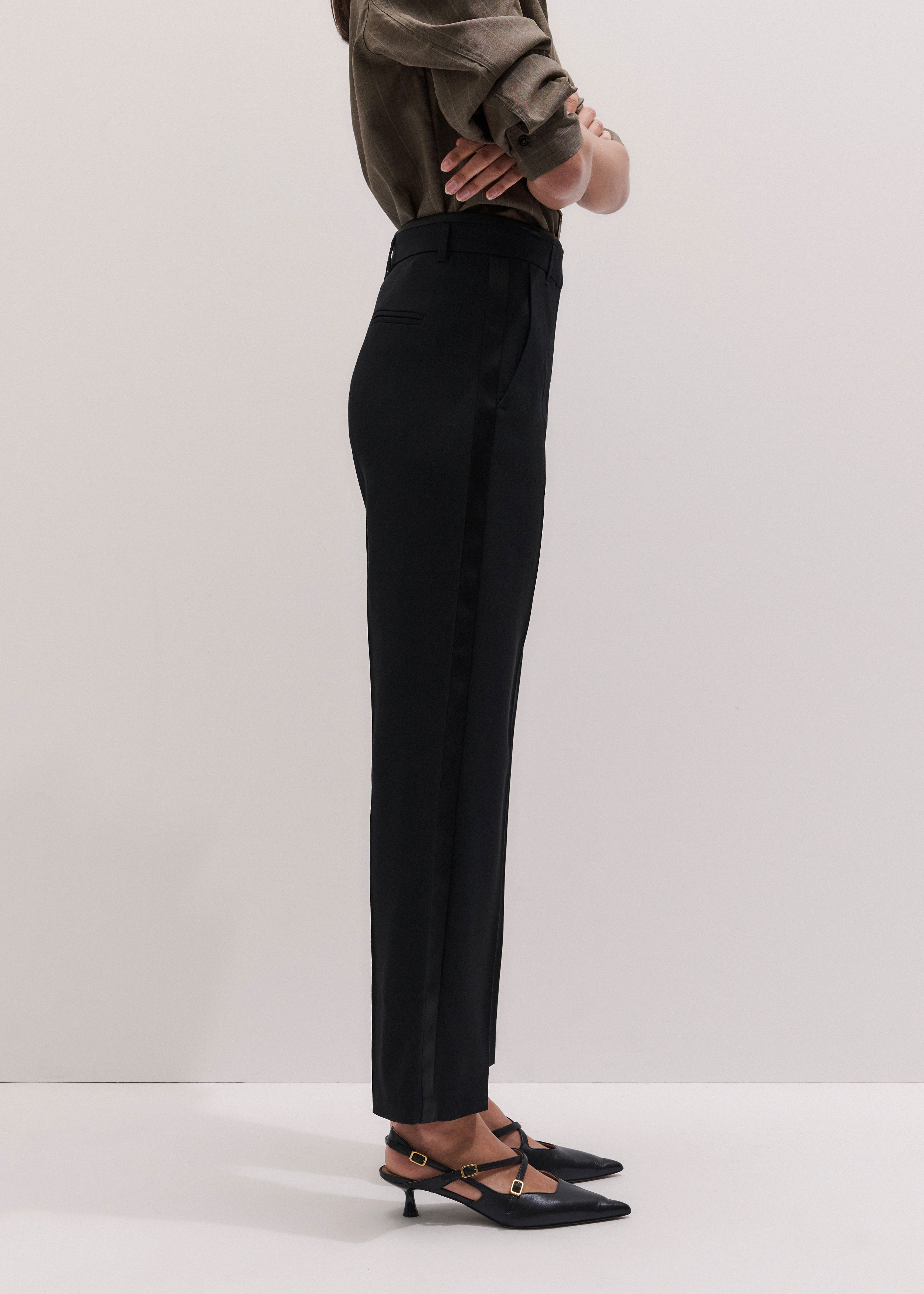 Black Slim Crop Forever Tux Trouser | Women's Woven Trousers | ME+EM