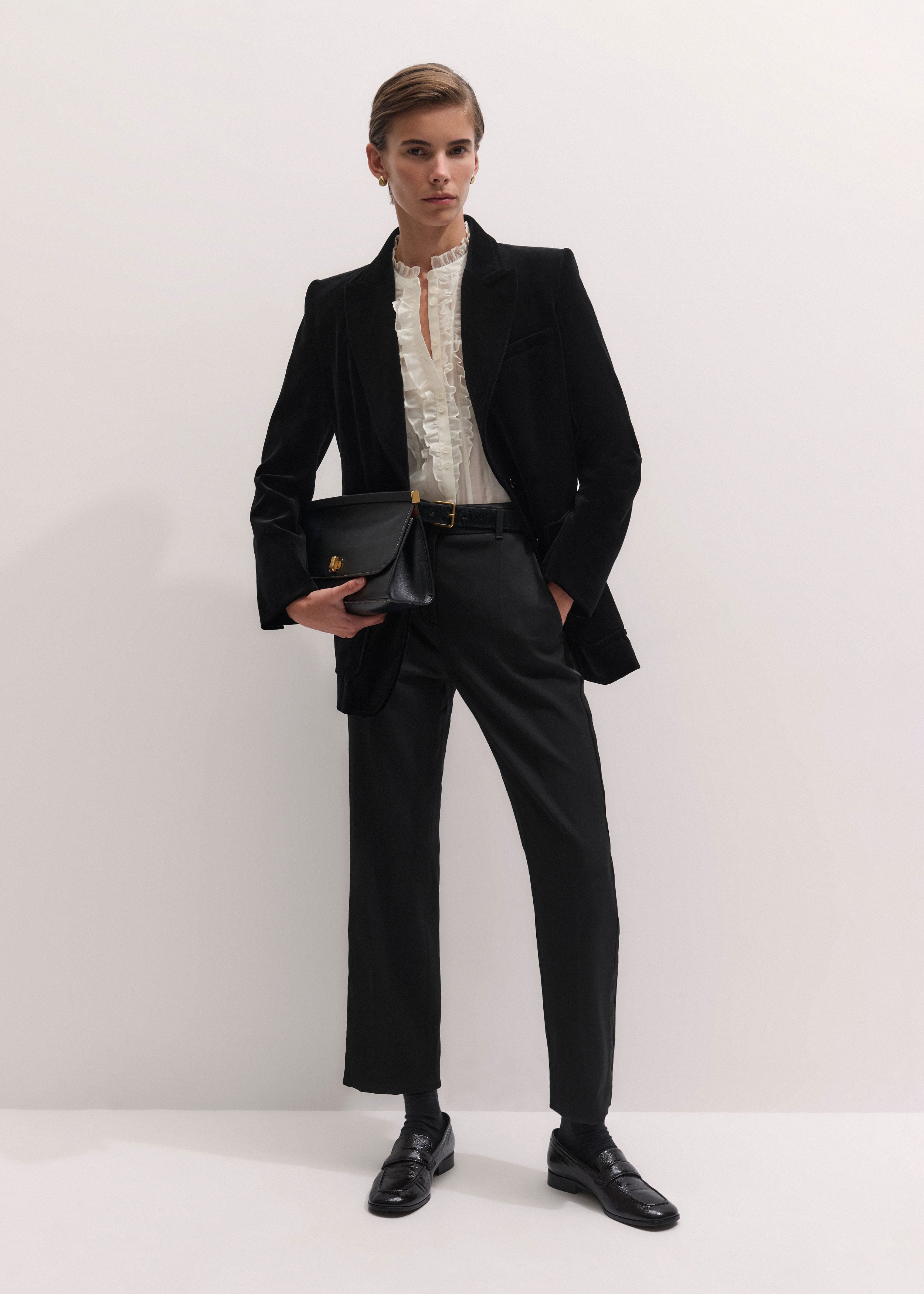 Black Slim Crop Forever Tux Trouser | Women's Woven Trousers | ME+EM