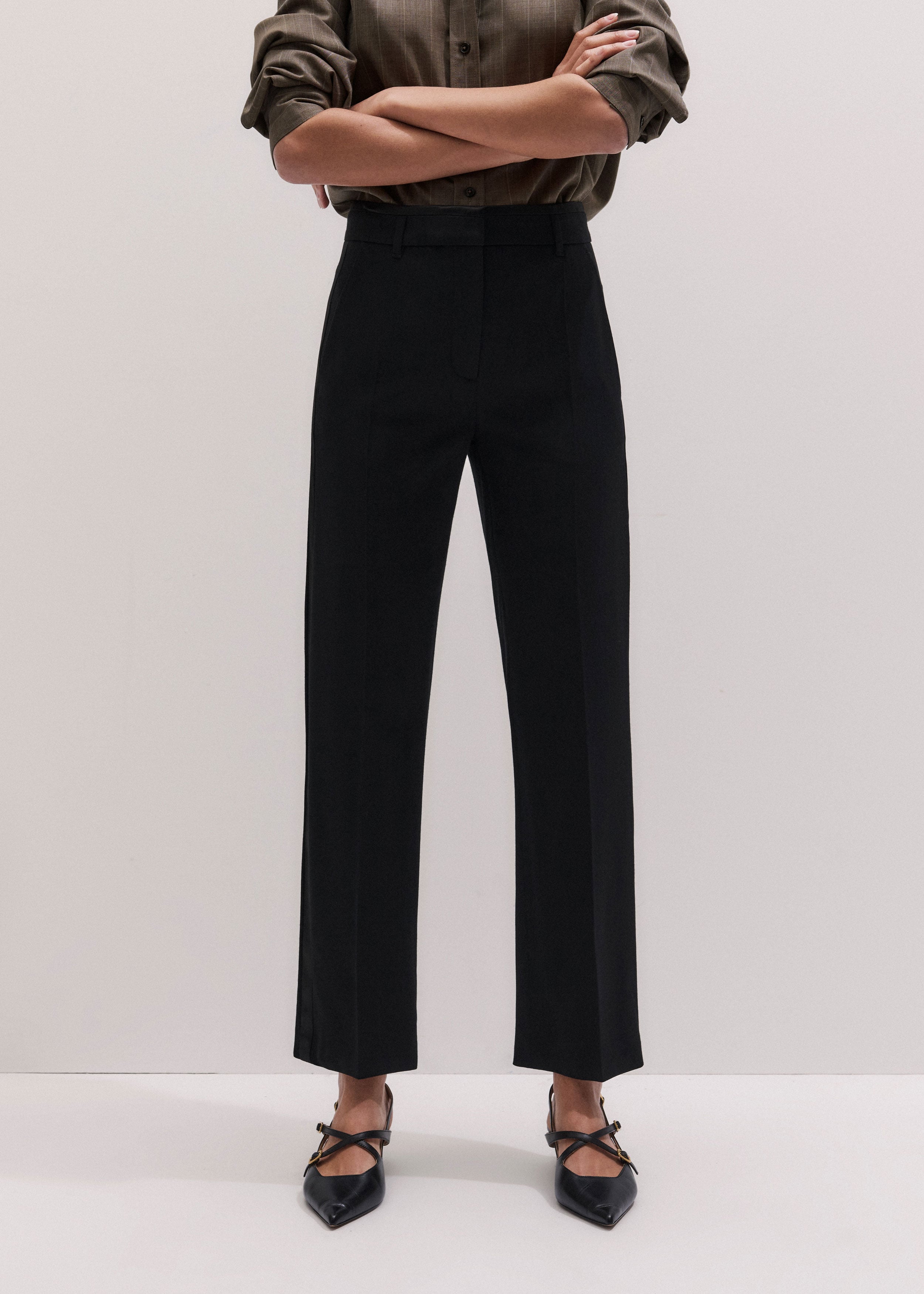 Black Slim Crop Forever Tux Trouser | Women's Woven Trousers | ME+EM