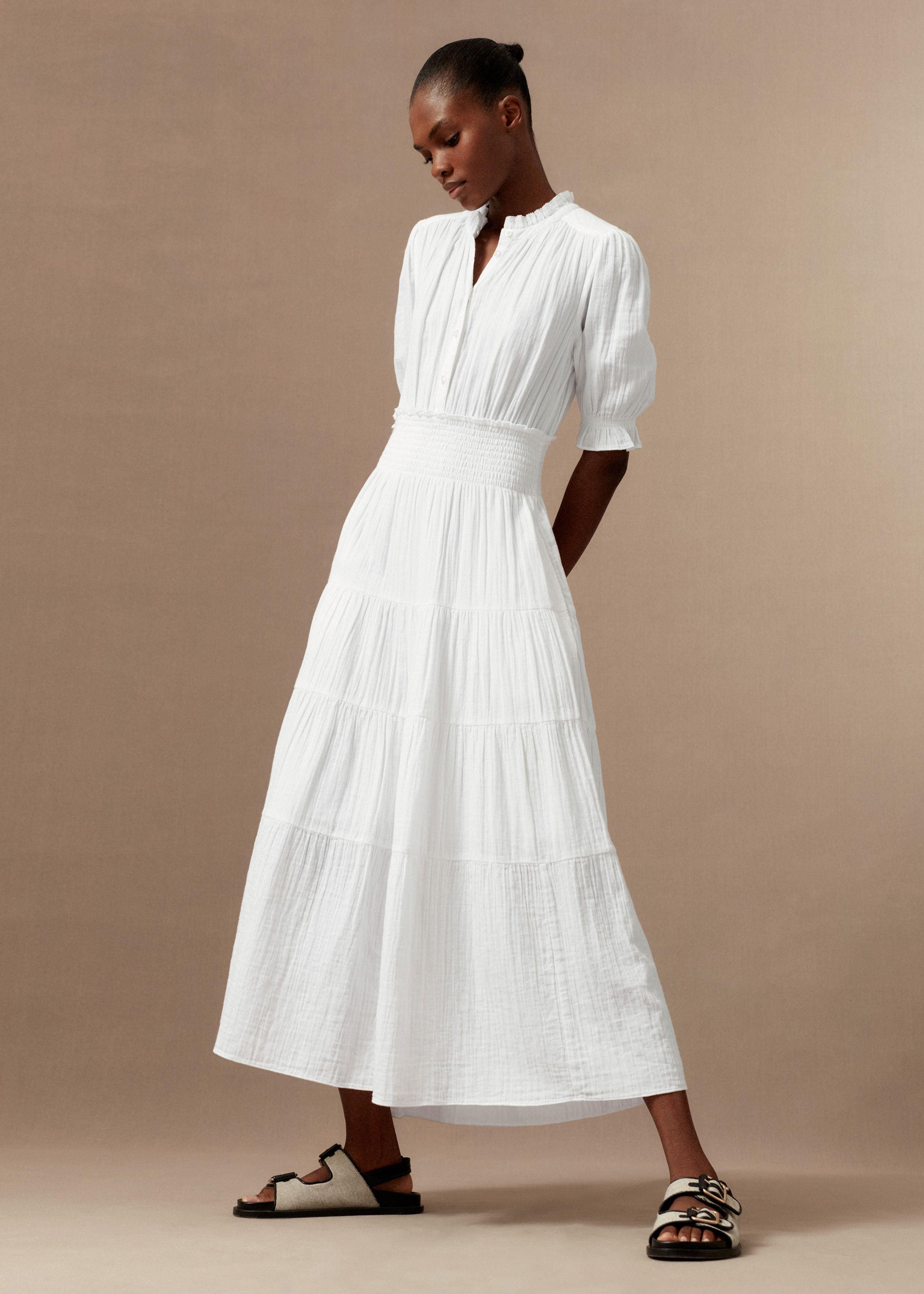 chinese dress ladies Striped Wrap Front Cheesecloth Maxi Dress
