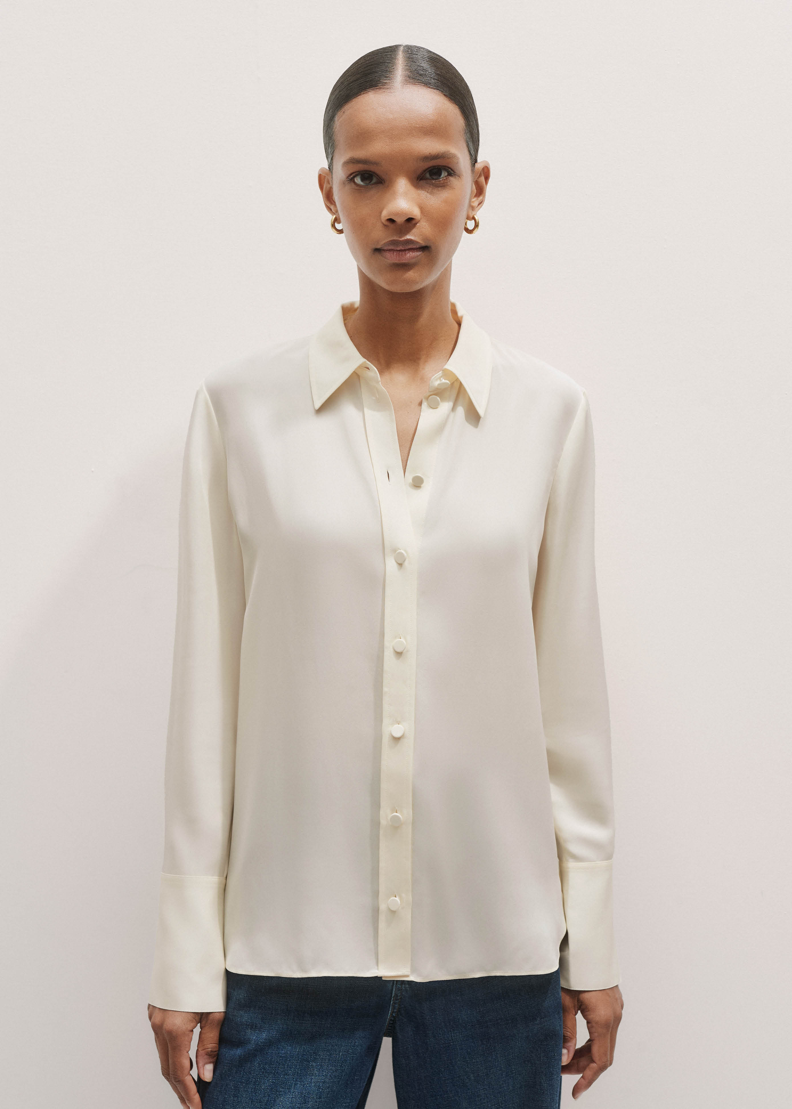 cream color dress shirt for women Women's Ivory/Cream Button Up Shirts