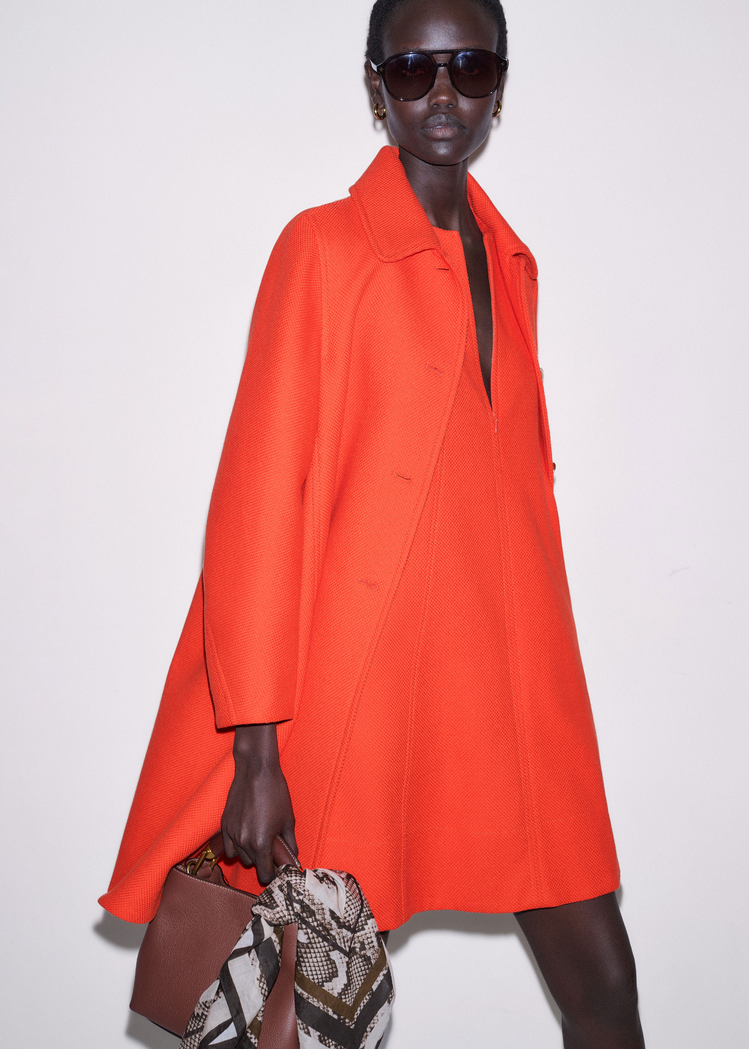 Women's Orange Sculptural Sleeve Swing Coat | ME+EM