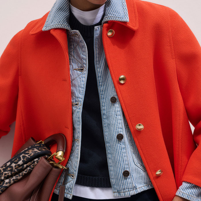 Women's Orange Sculptural Sleeve Swing Coat | ME+EM