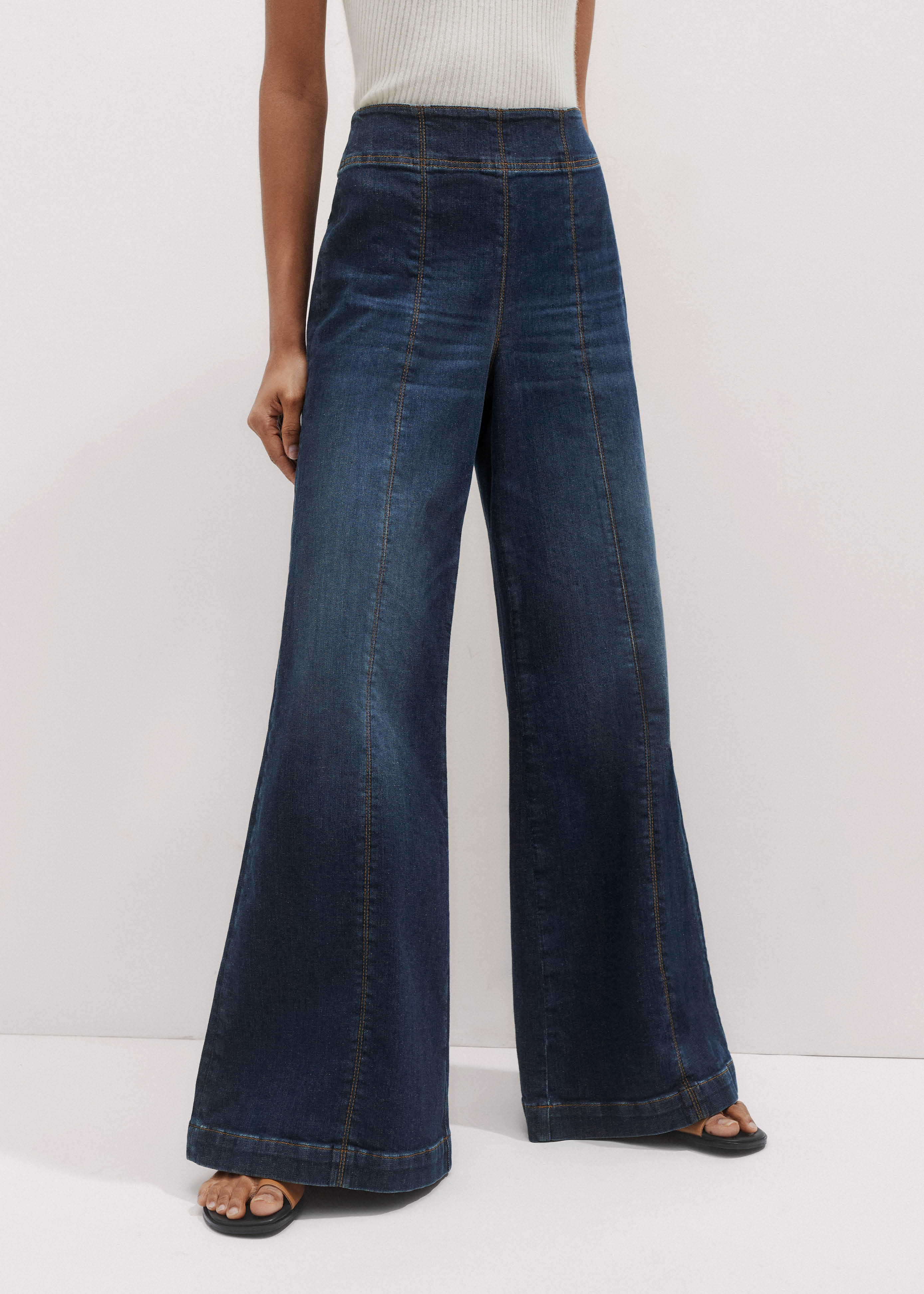 Women's Blue Distressed Ultimate Wide-Leg Jean | ME+EM