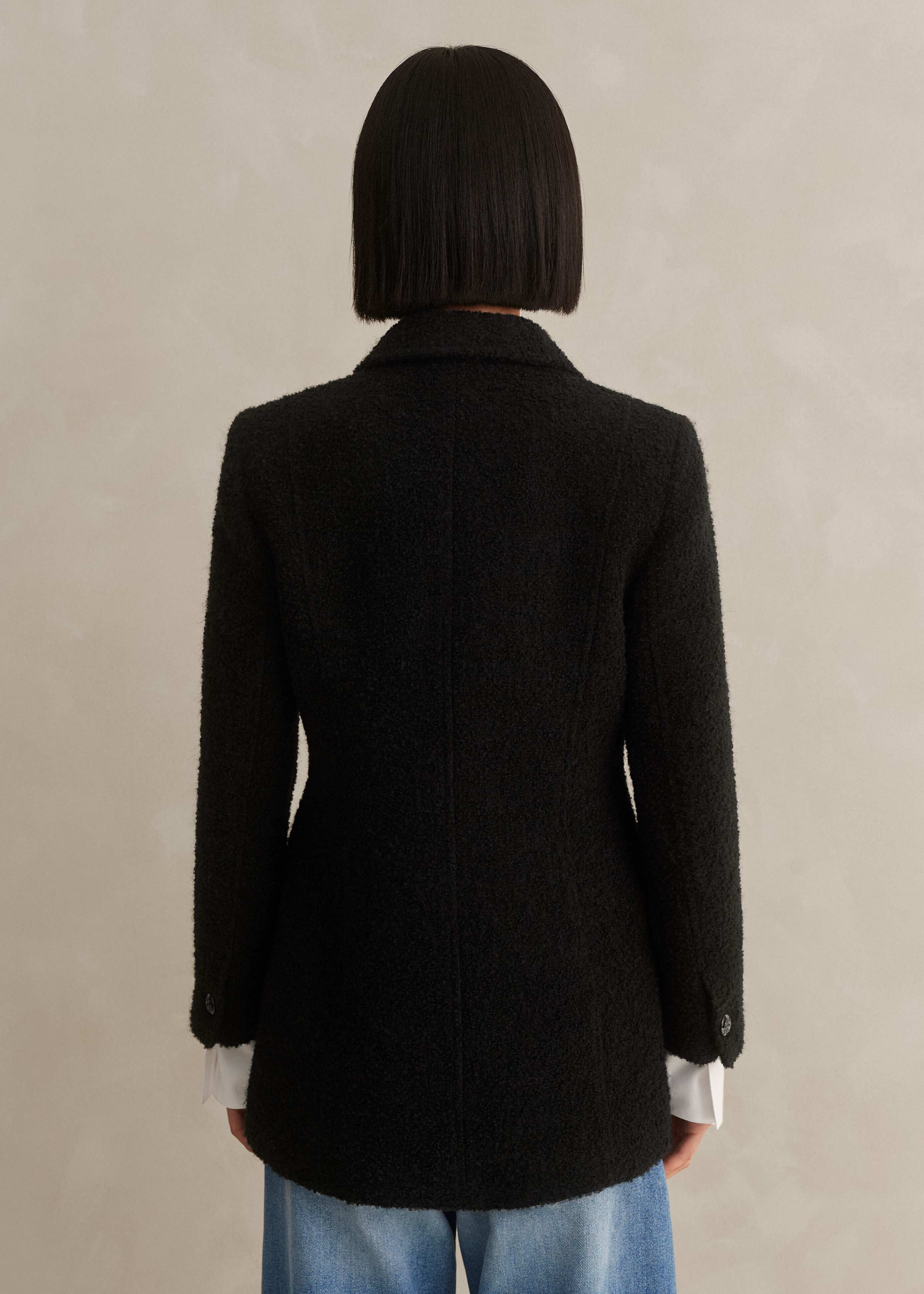 Women's Black Bracelet Sleeve Bouclé Contour Jacket | ME+EM