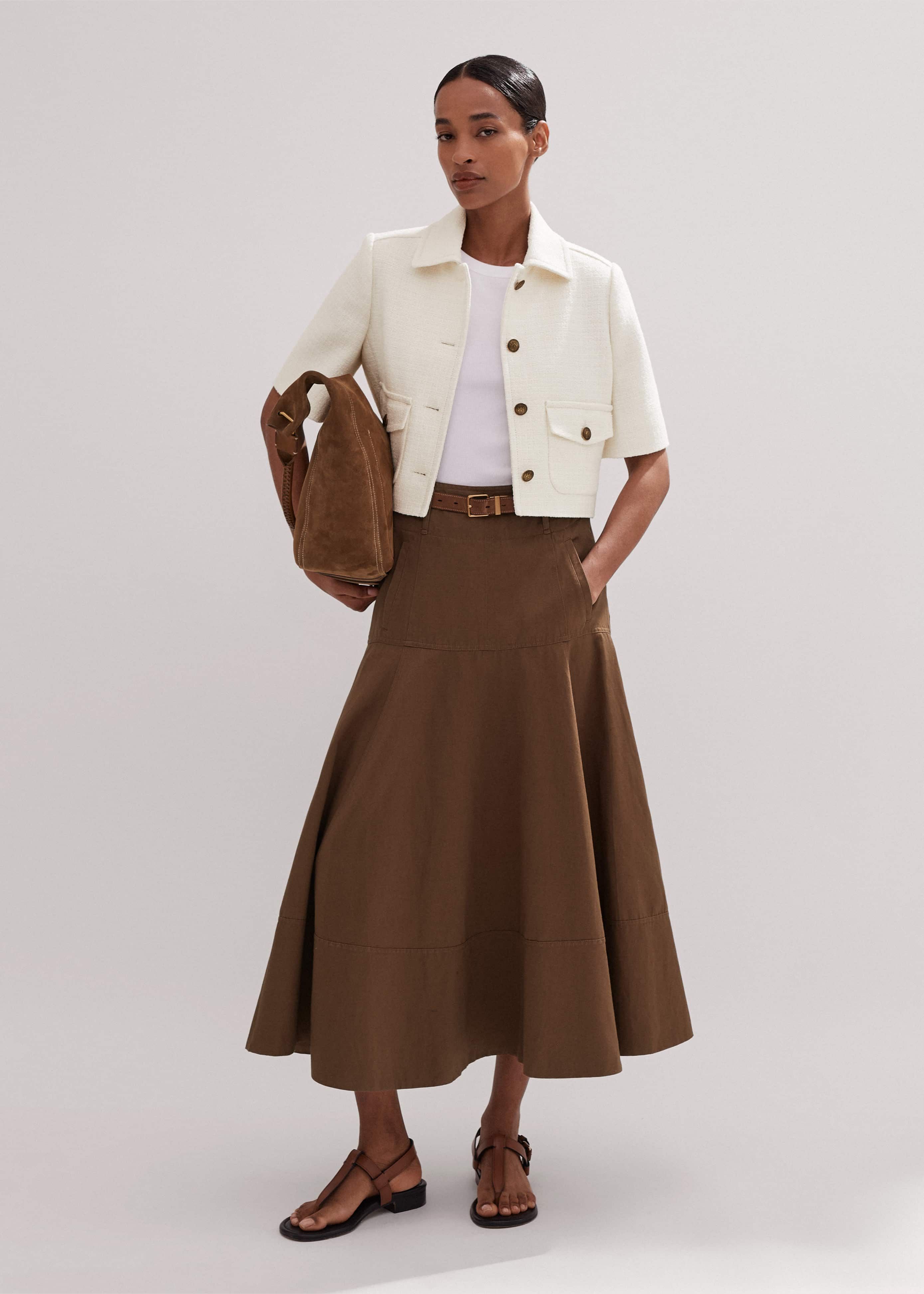 Women's Cream Tweed Short Sleeve Crop Jacket | ME+EM