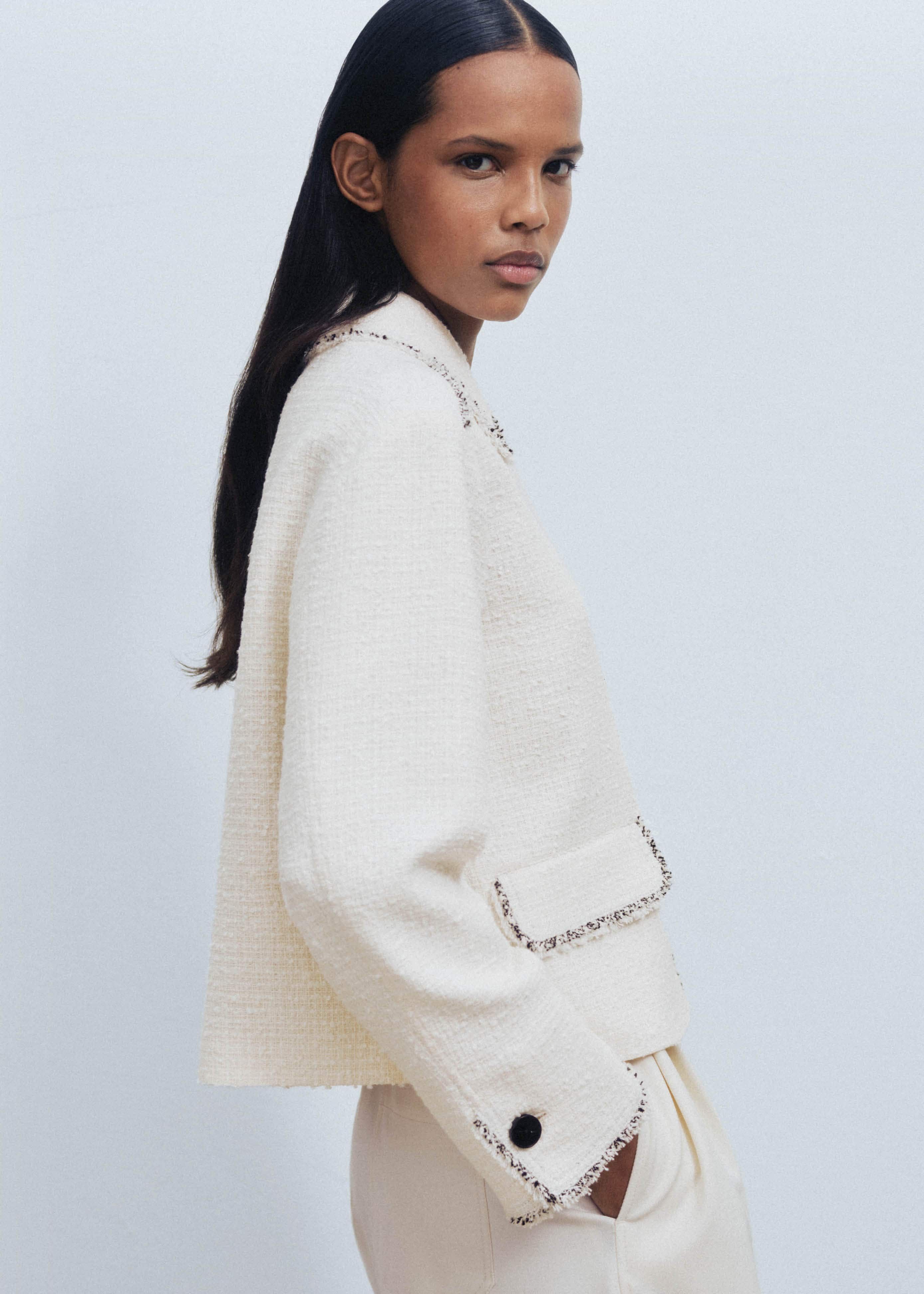 Women's Cream Raw Edge Crop Swing Jacket | ME+EM