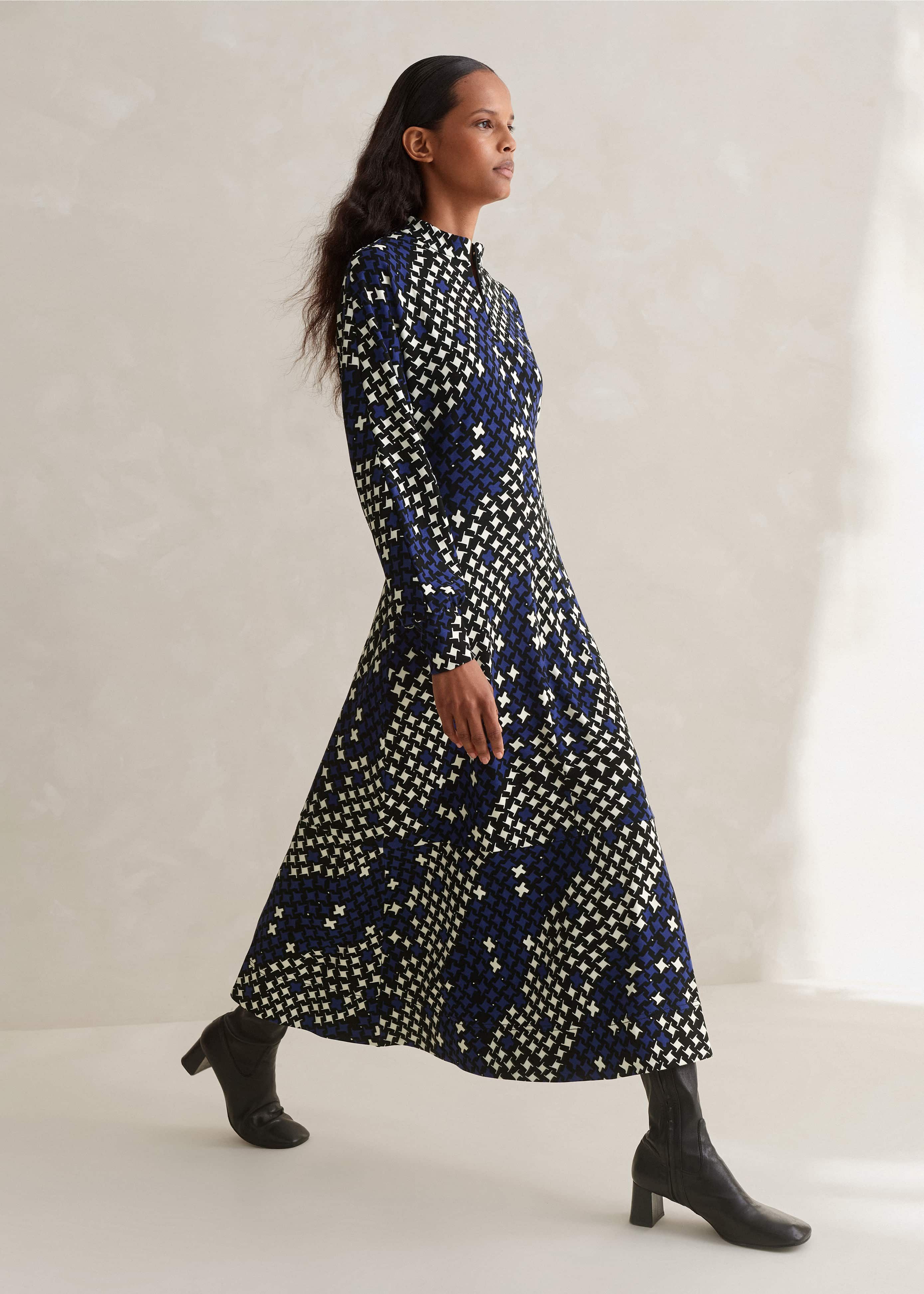 Swinton Marine Element Print  Pocket Balloon Sleeve Belted Maxi Dress main image 0