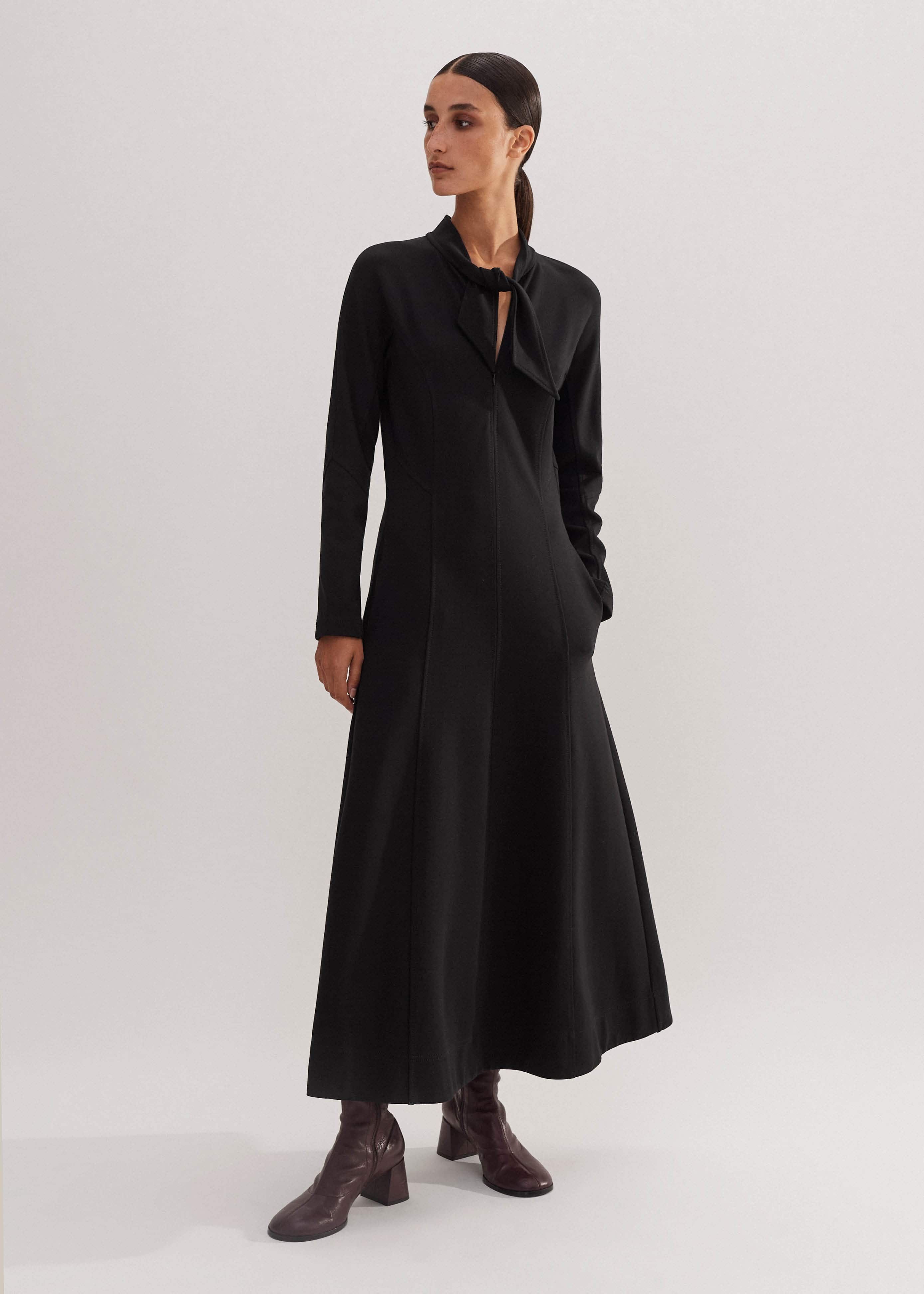 Travel Tailoring Necktie Maxi Dress