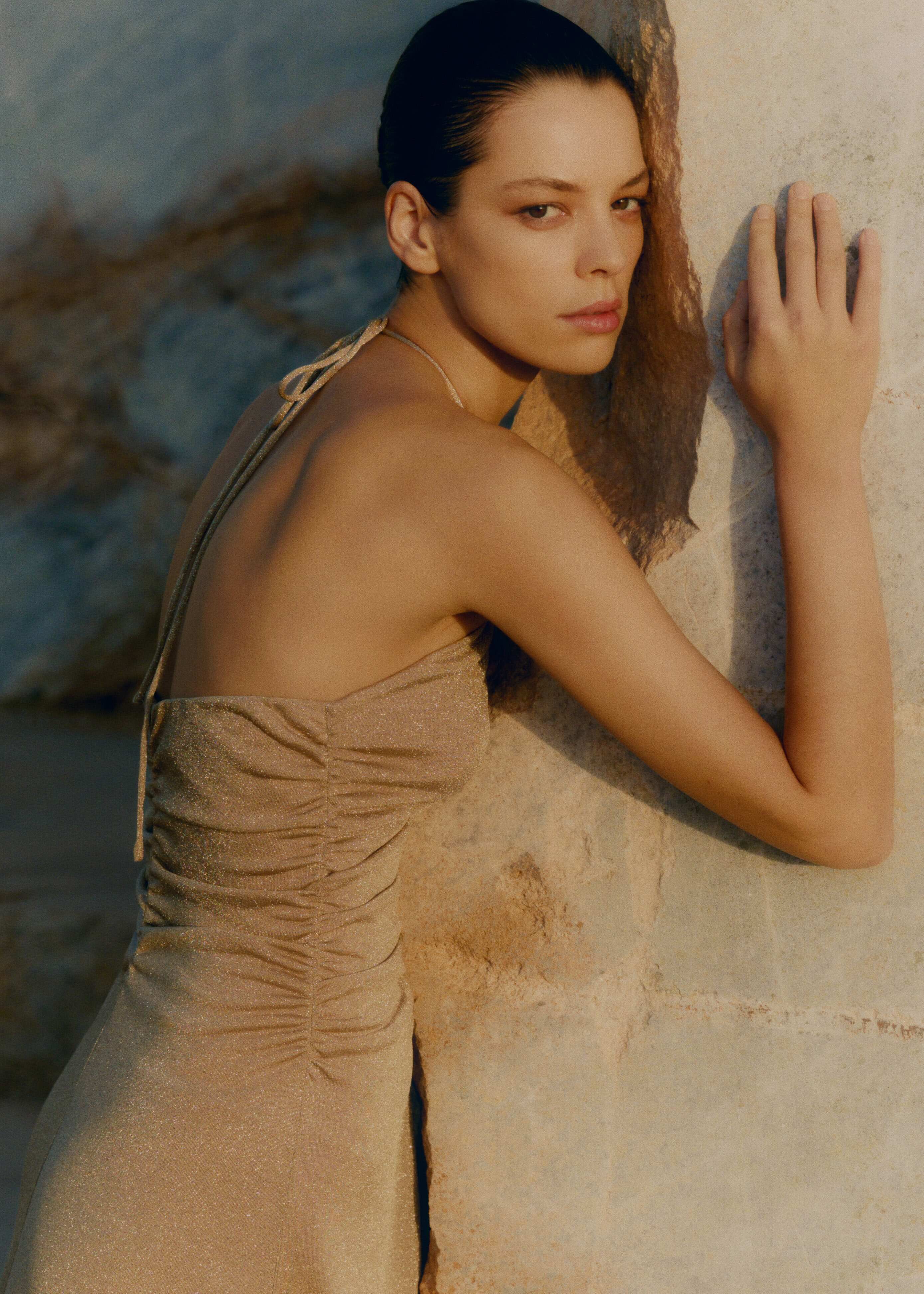 me+em gold dress Clemence Plisse Maxi Dress - Gold main image 1
