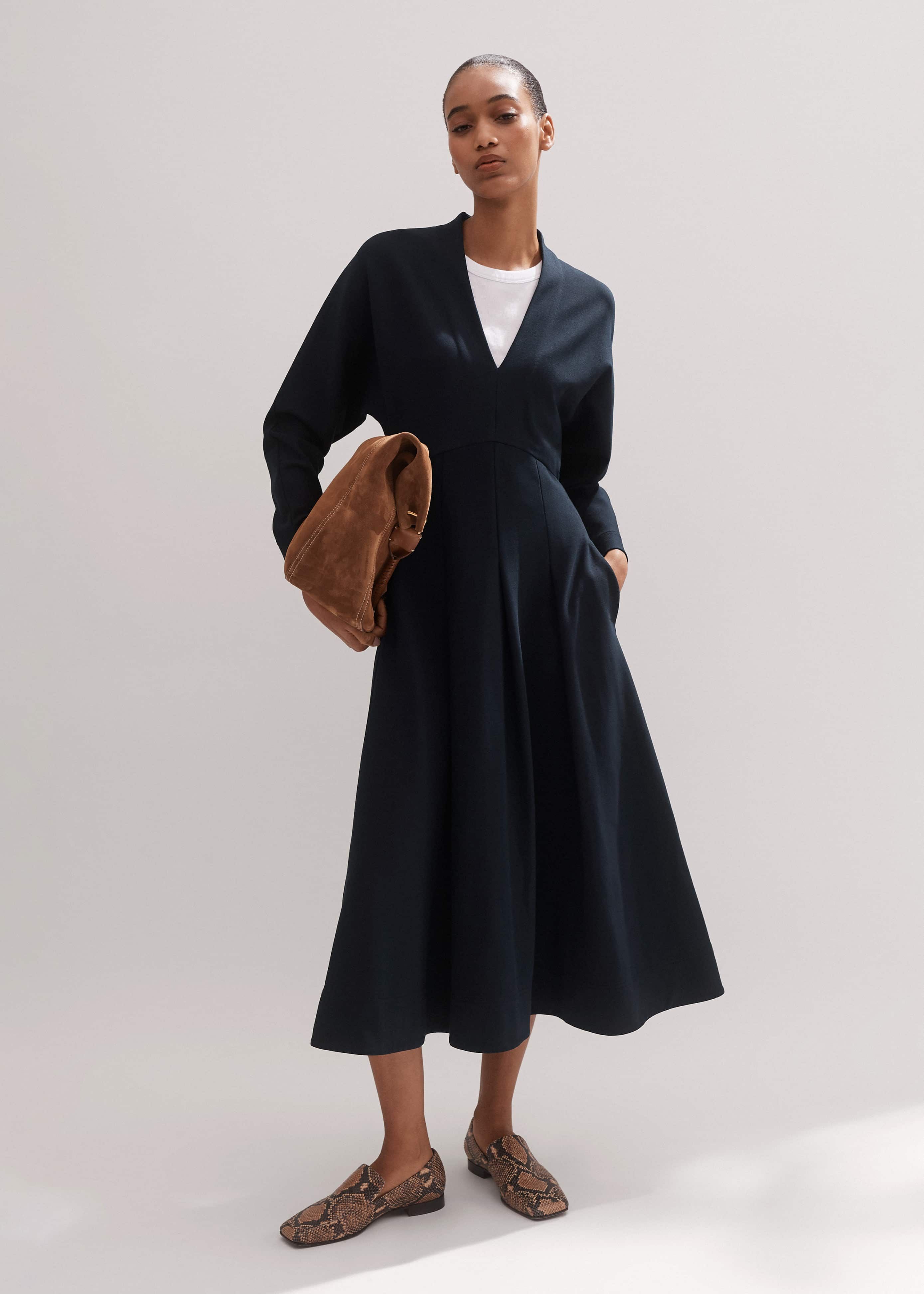 Travel Tailoring Fit and Flare Midi Dress
