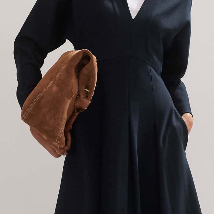 slim fit dress slacks Jacquard Tie Front Fit And Flare Midi Dress In Black Navy main image 0