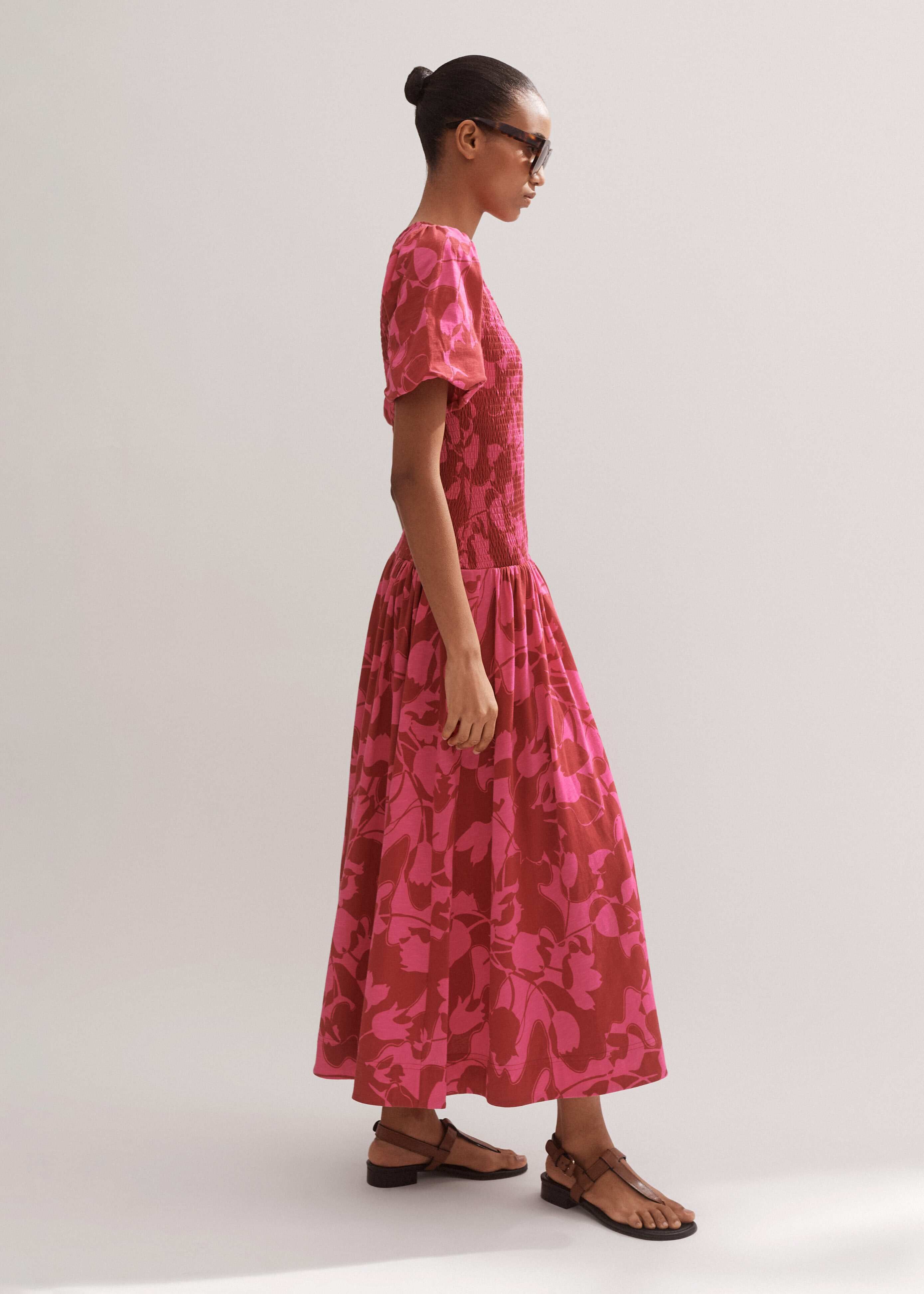 me & em red dress Women's Red Textured Desk-To-Dinner Midi Dress