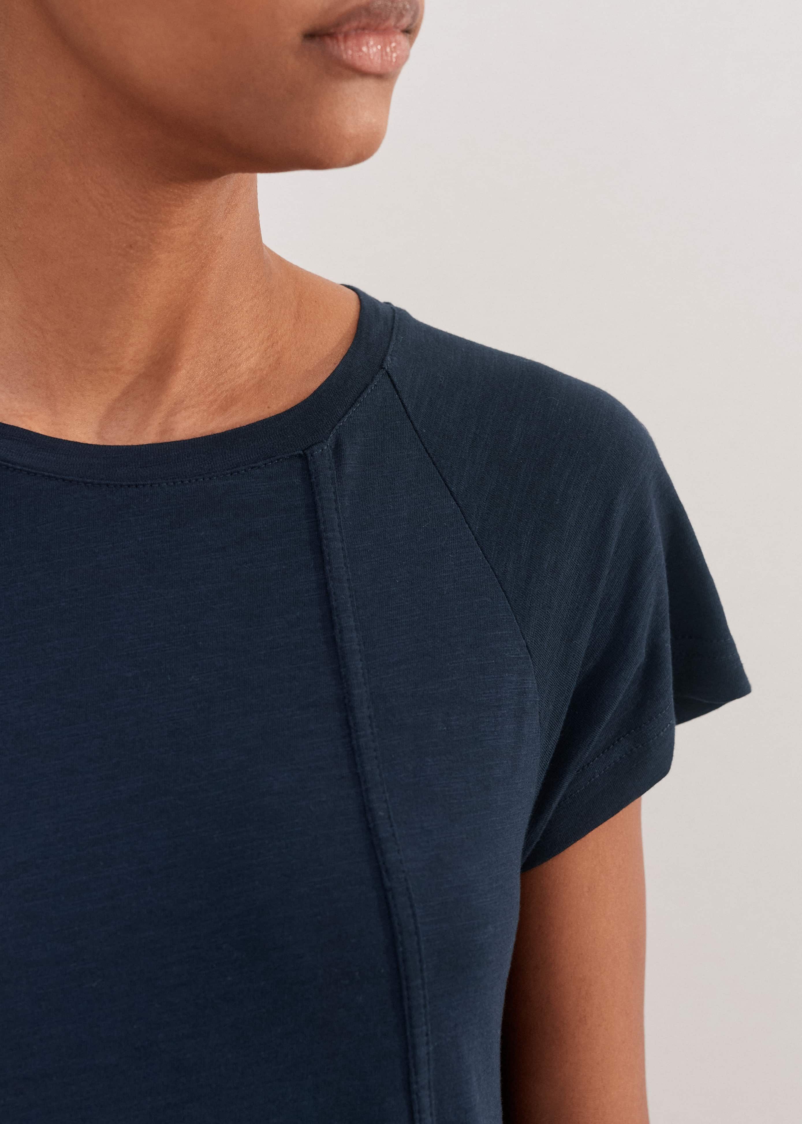 Women's Navy Slub Jersey Midi Swing Dress | ME+EM Women's Navy Slub Jersey Midi Swing Dress | ME+EM