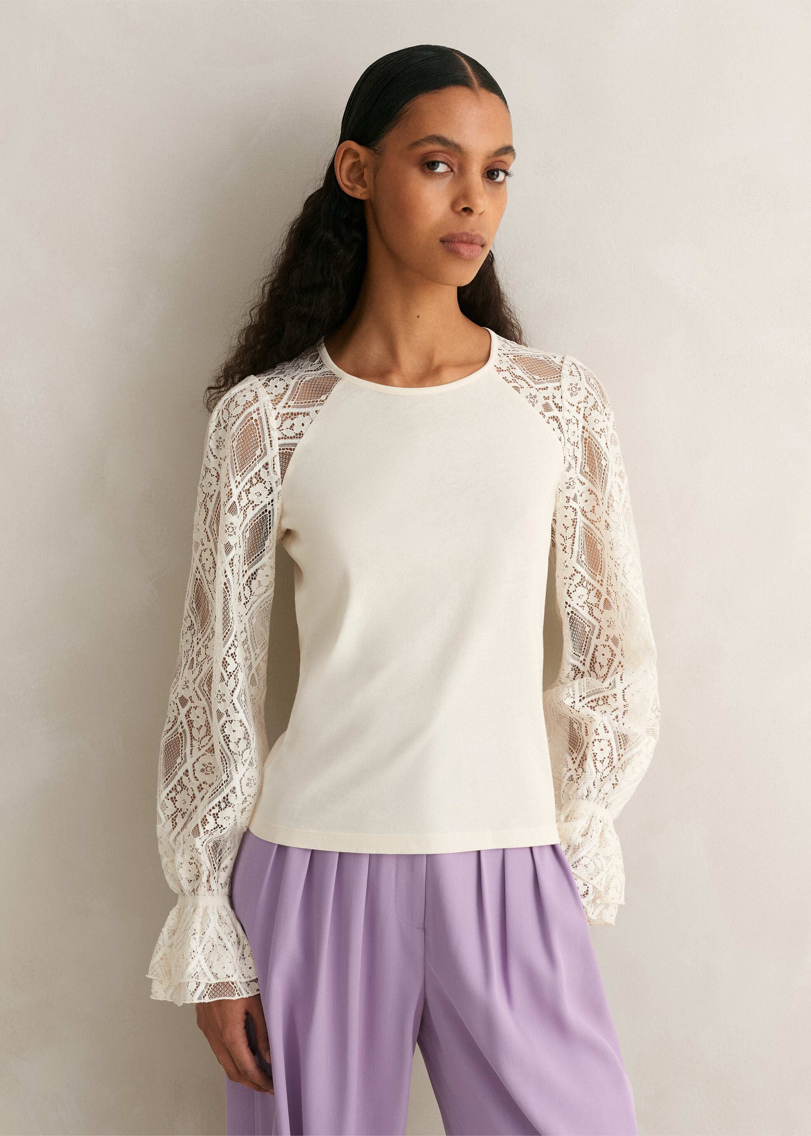 Lia 3 4 Sleeve Top Cream