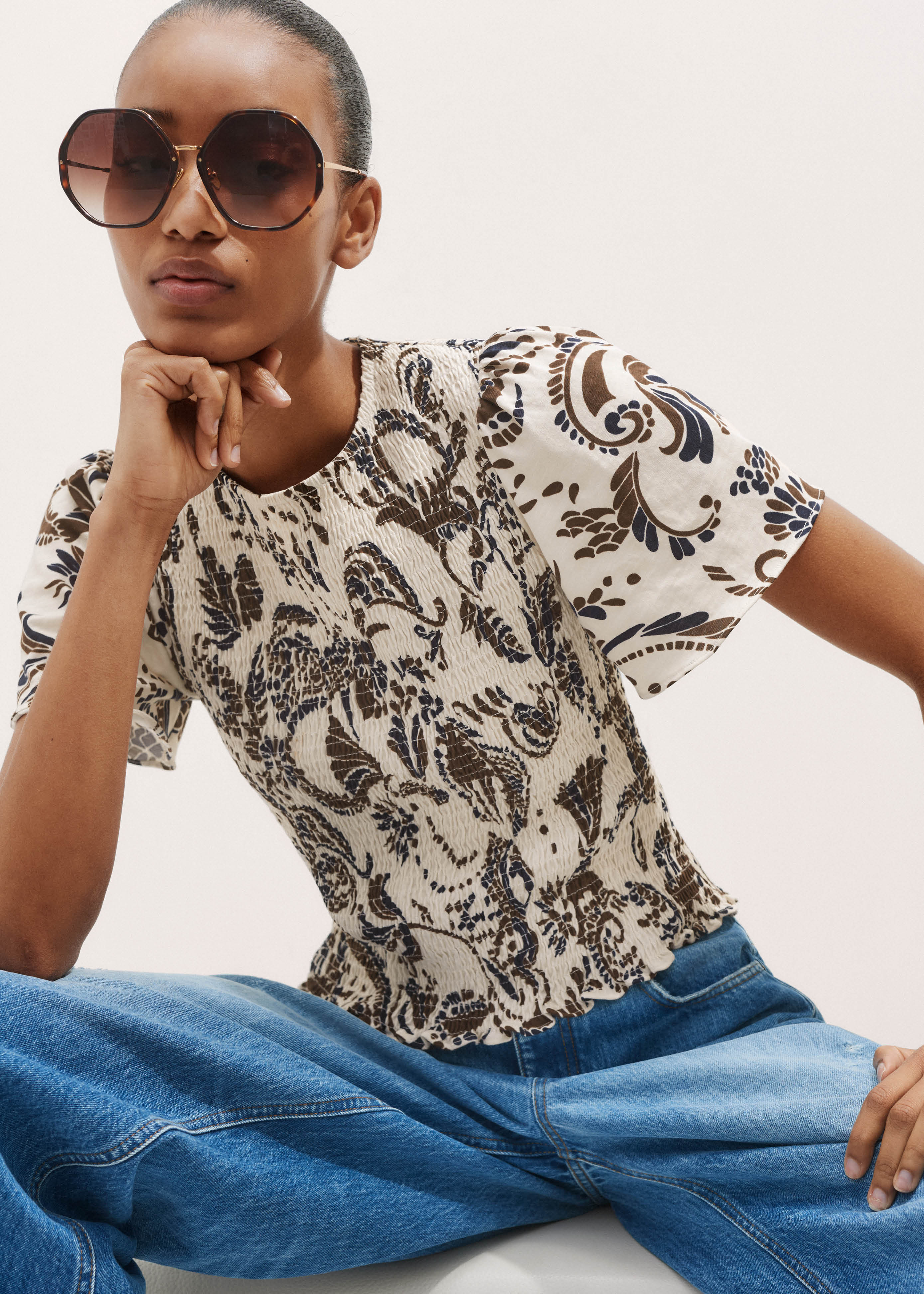 Silhouette Print Smock Top