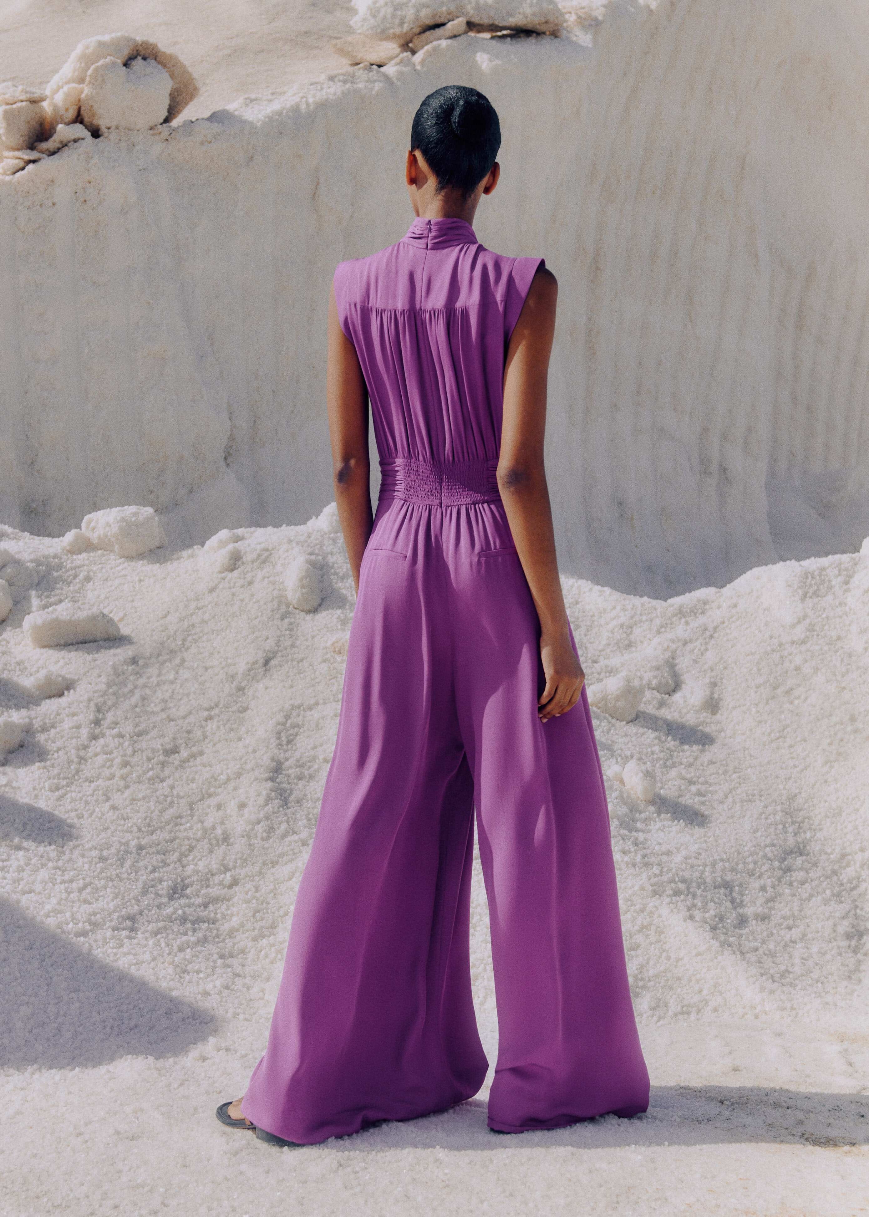 Women's Purple Silk Wide Leg Jumpsuit | ME+EM