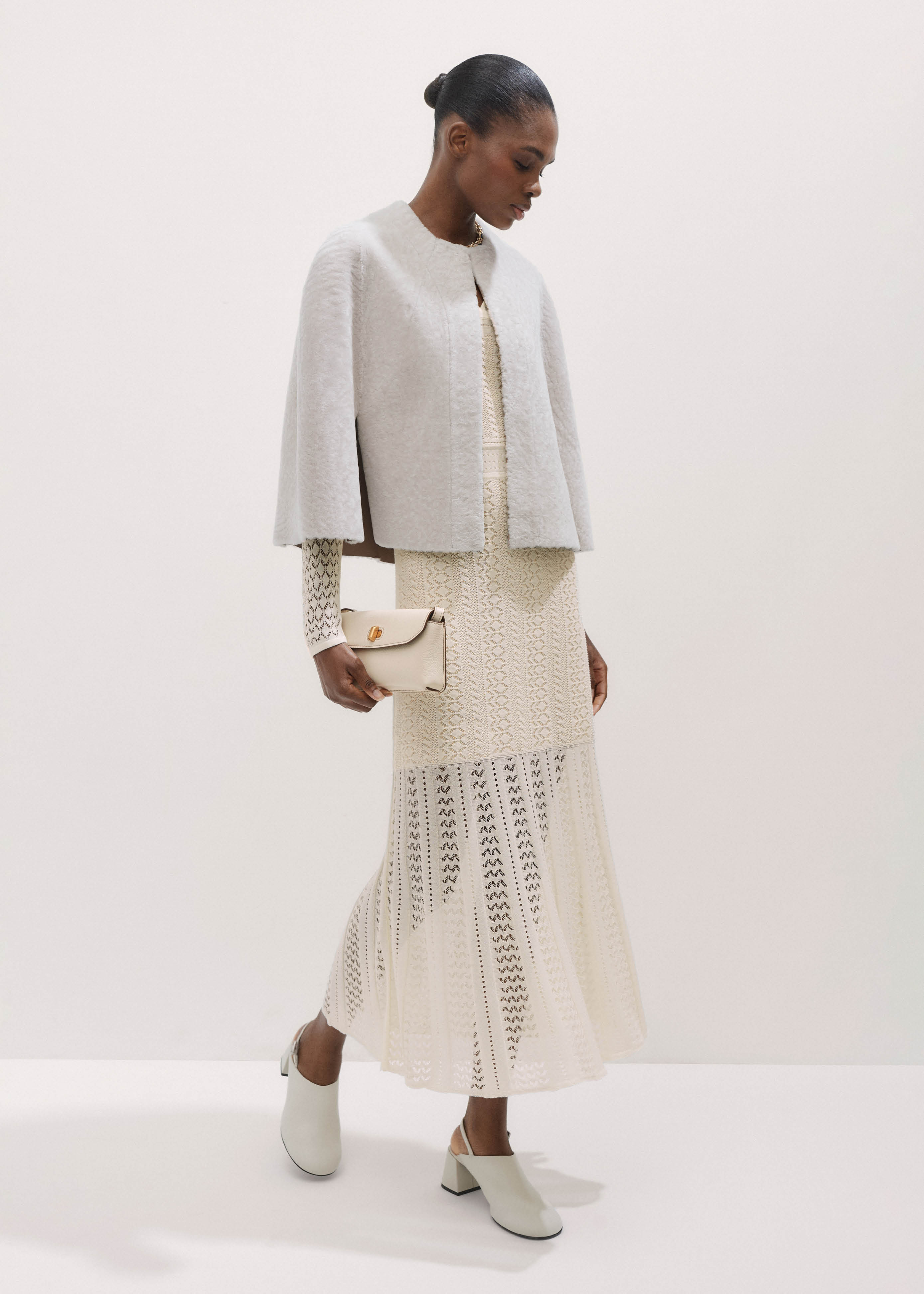 Women's Cream Luxe Shearling Cape | ME+EM