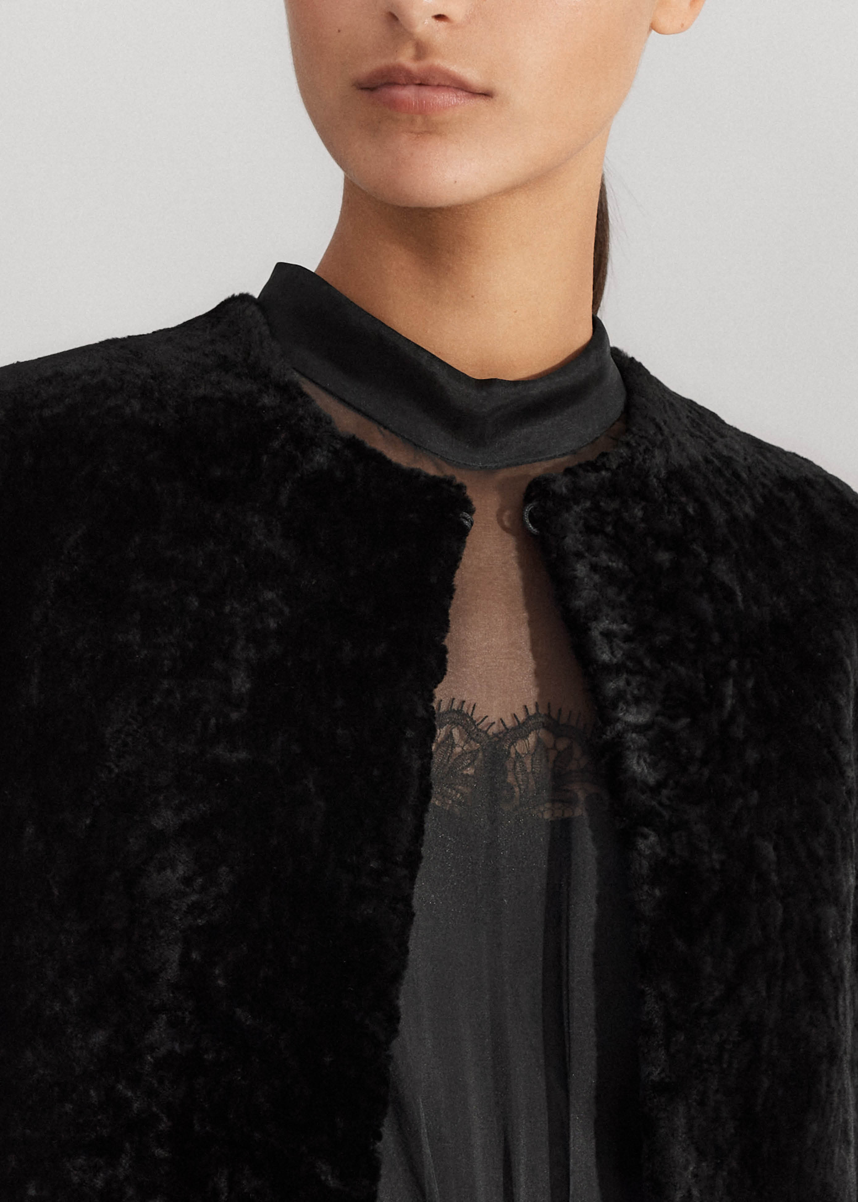 Women's Black Luxe Shearling Cape | ME+EM