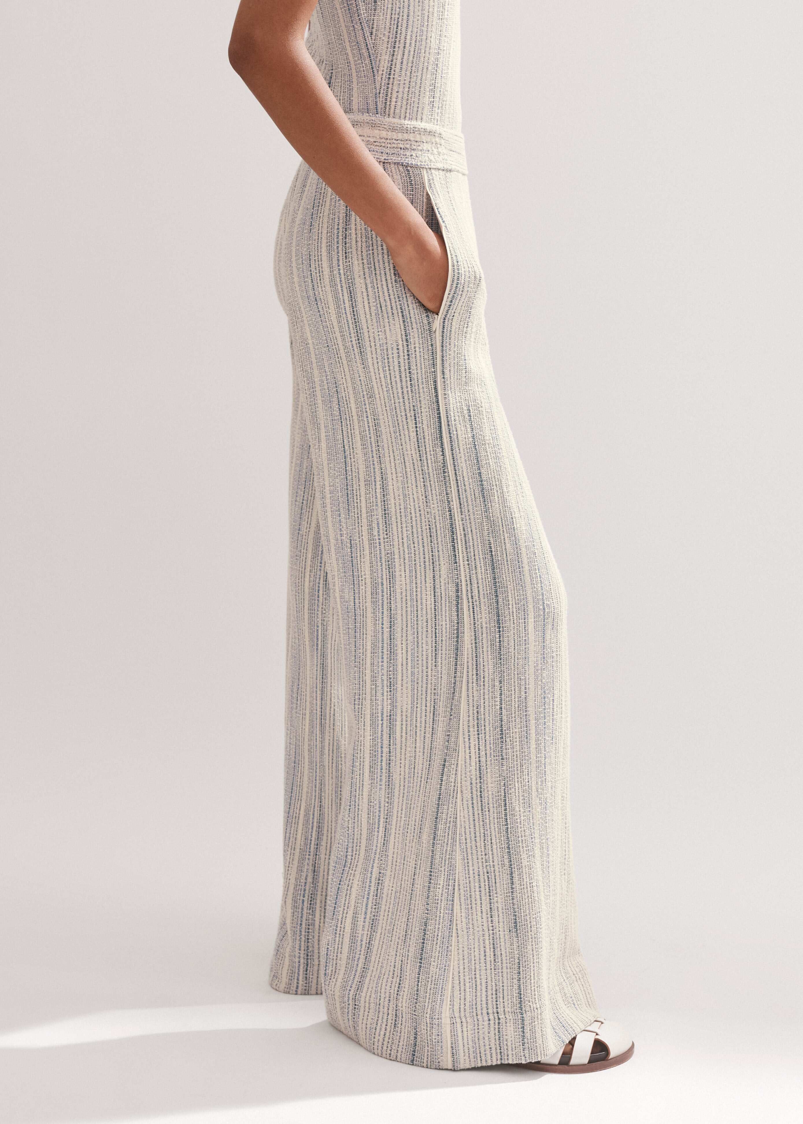 Women's Cream Jacquard Wide-Leg Pant | ME+EM