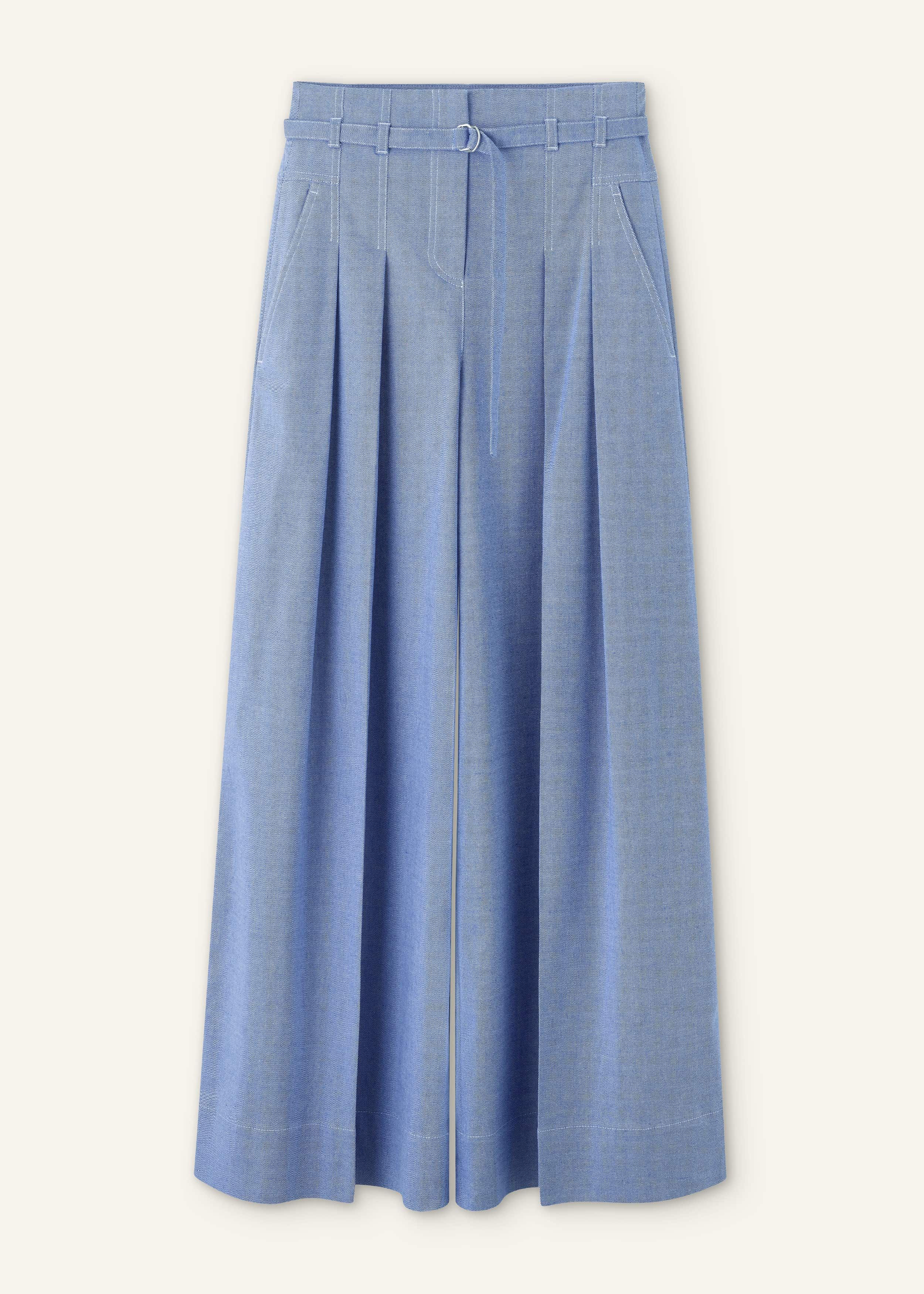 Women's Blue Chambray Tailoring Super Wide-Leg Pant | ME+EM
