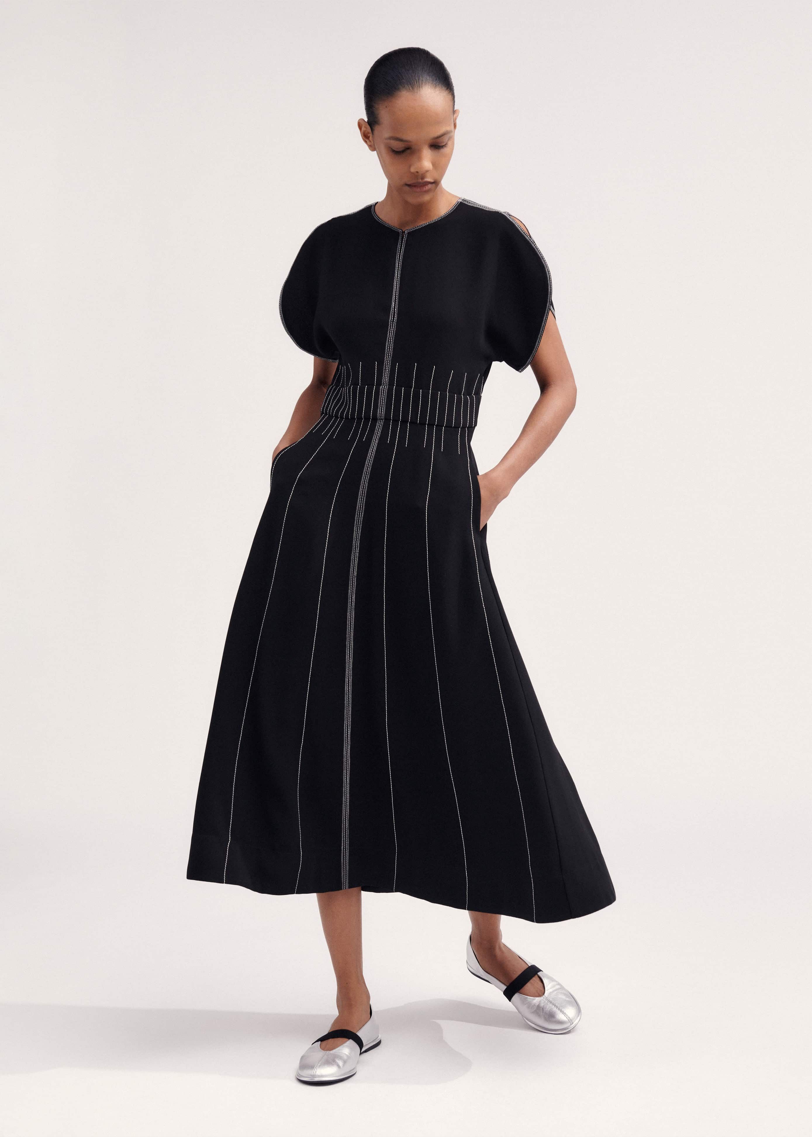 me and em contrast stitch midi dress ME+EM Contrast Stitch Midi Dress