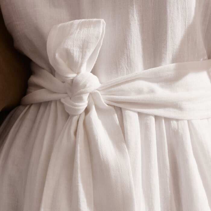 Women's White Cheesecloth Broderie Short Swing Dress | ME+EM