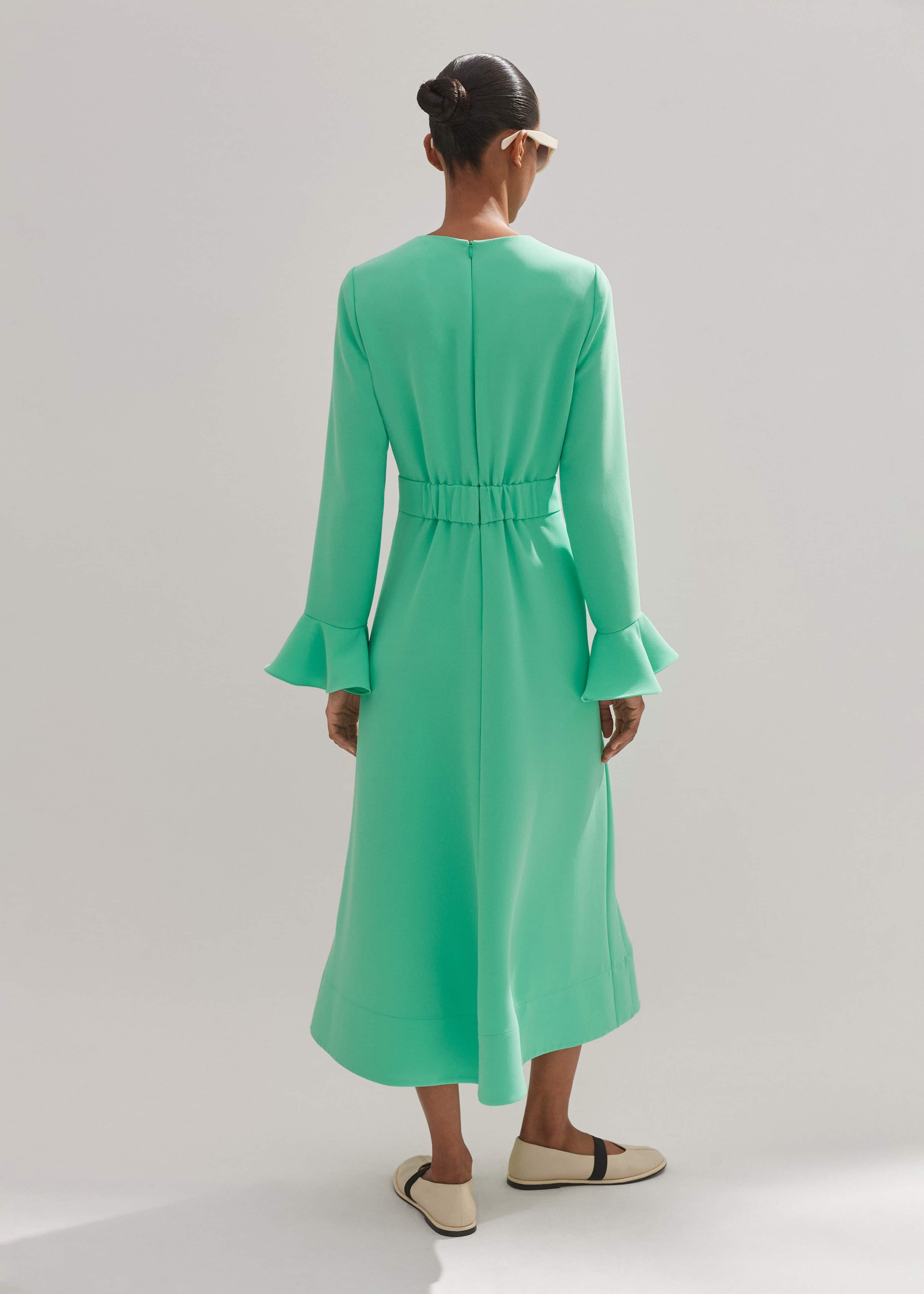 me and em mint green dress Women's Mint Fluid Crepe Elegant Midi Dress