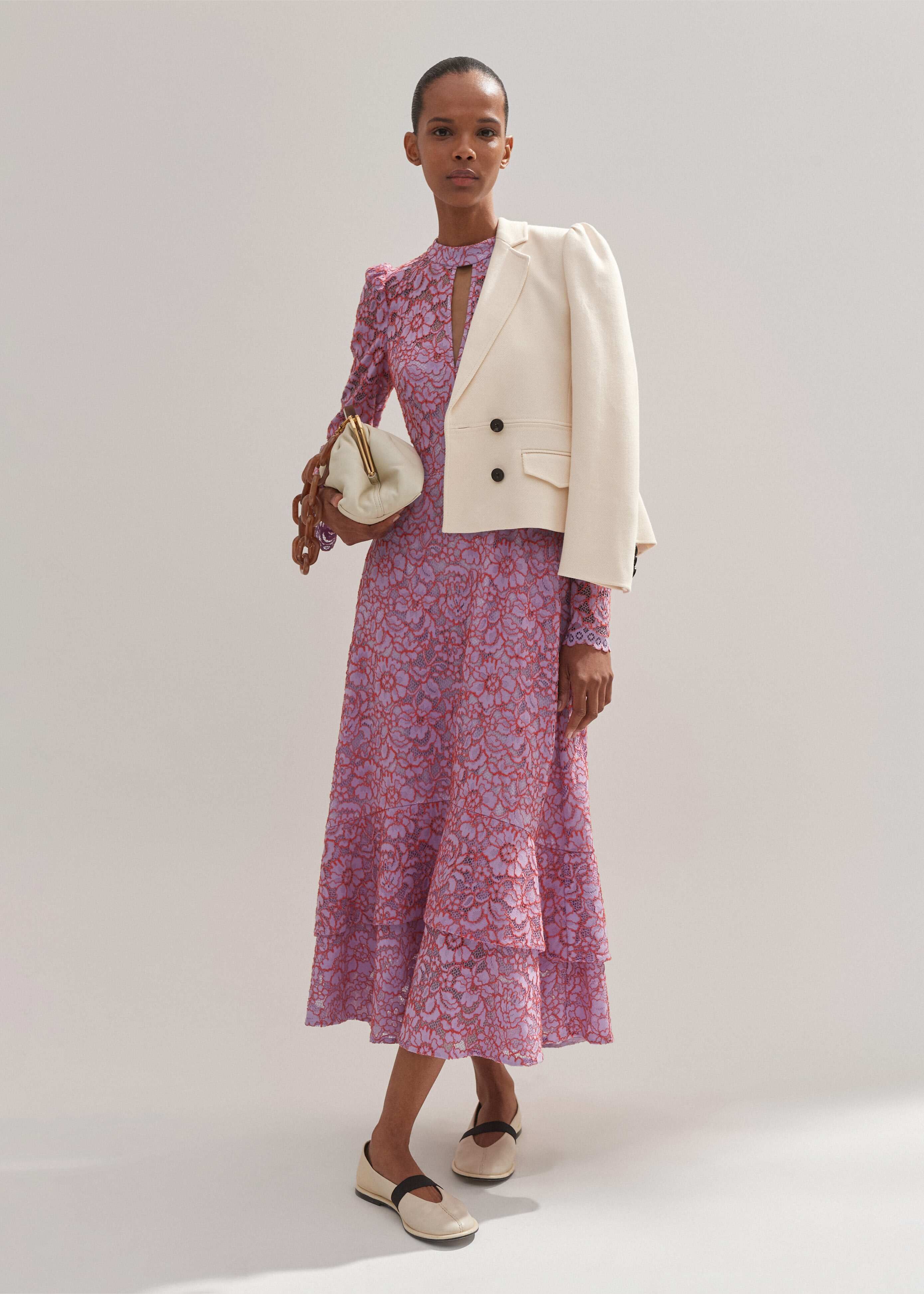 Women's Purple Two-Tone Lace Midi Dress | ME+EM Women's Purple Two-Tone Lace Midi Dress | ME+EM