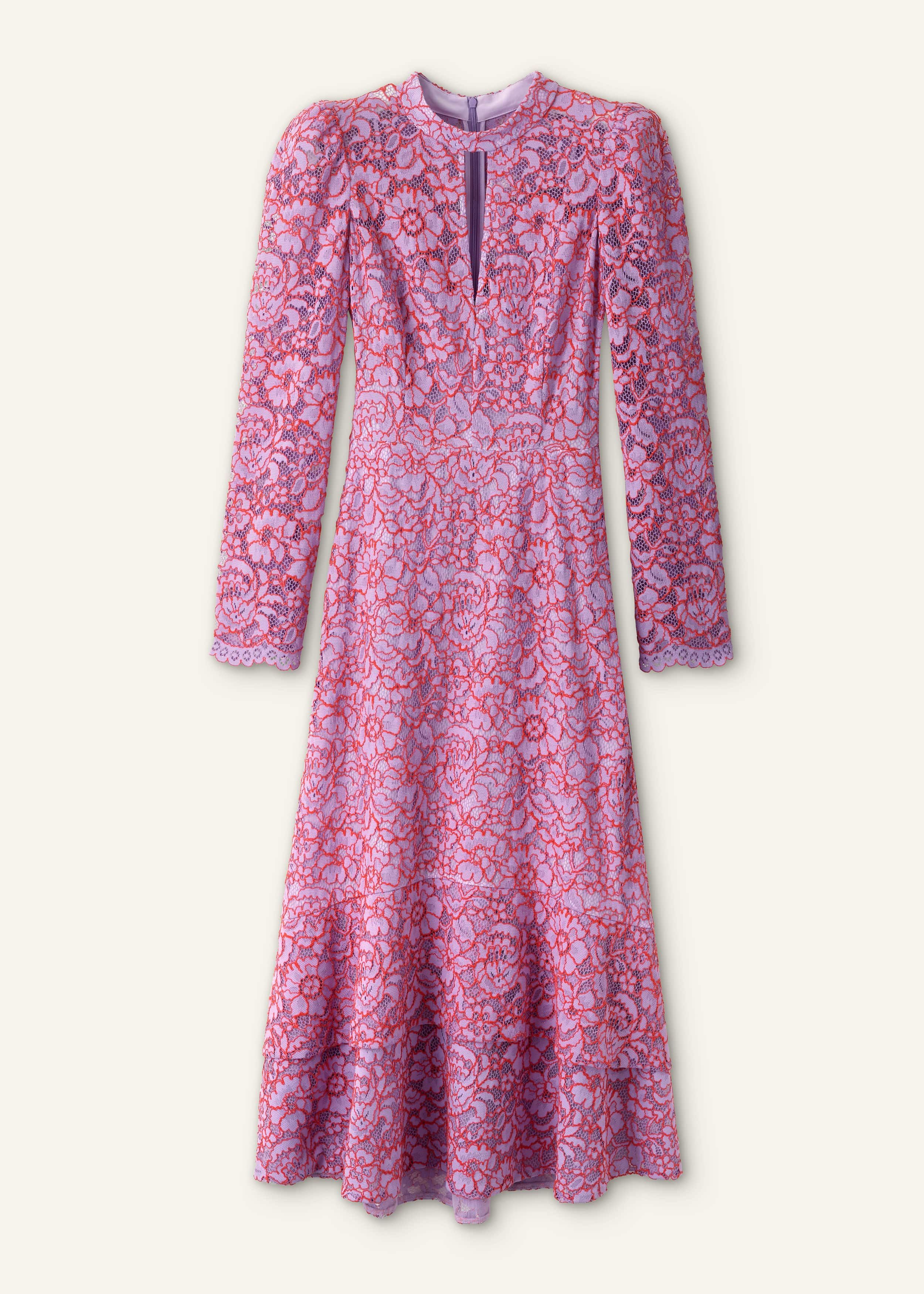Women's Purple Two-Tone Lace Midi Dress | ME+EM