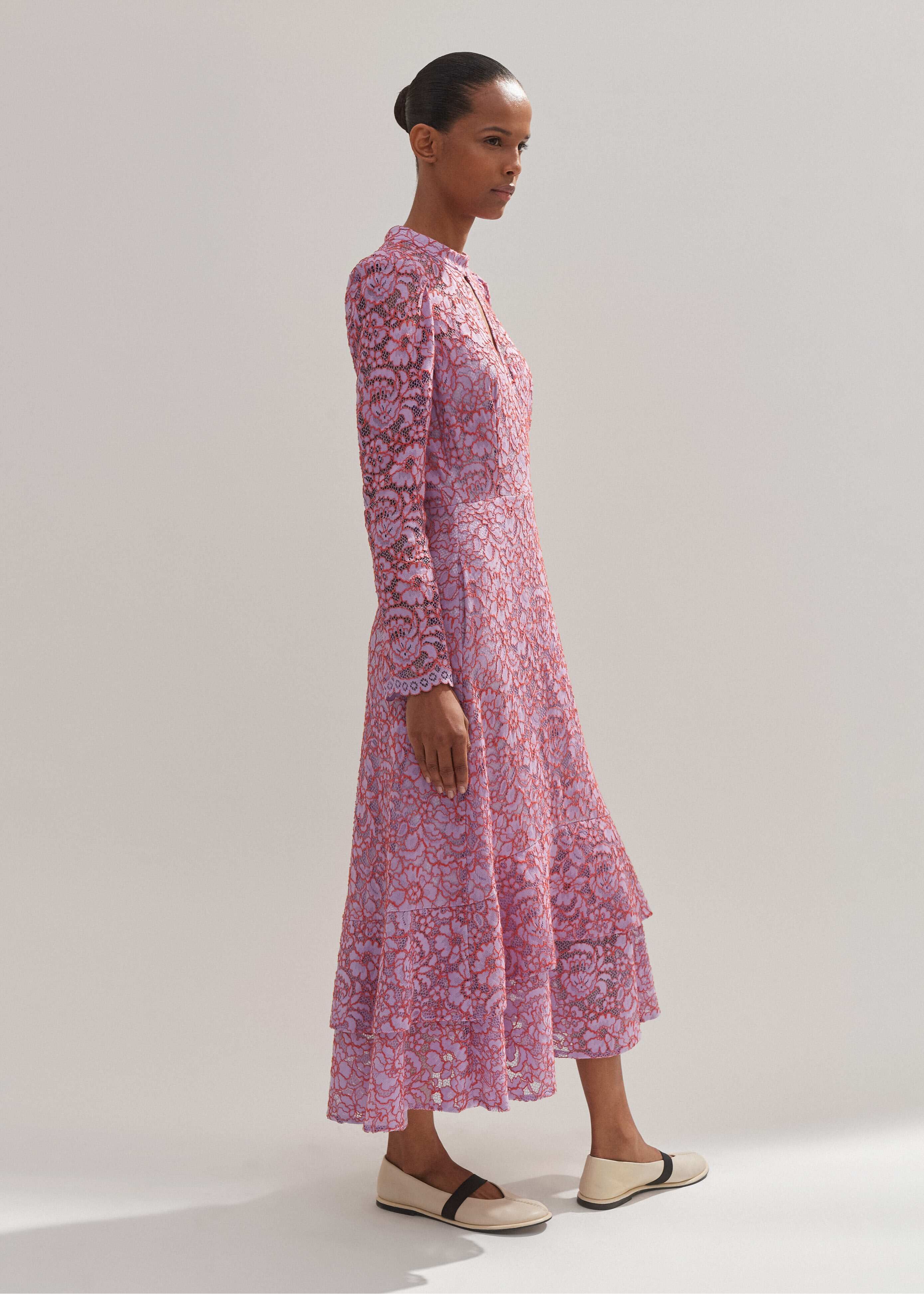 Women's Purple Two-Tone Lace Midi Dress | ME+EM Women's Purple Two-Tone Lace Midi Dress | ME+EM