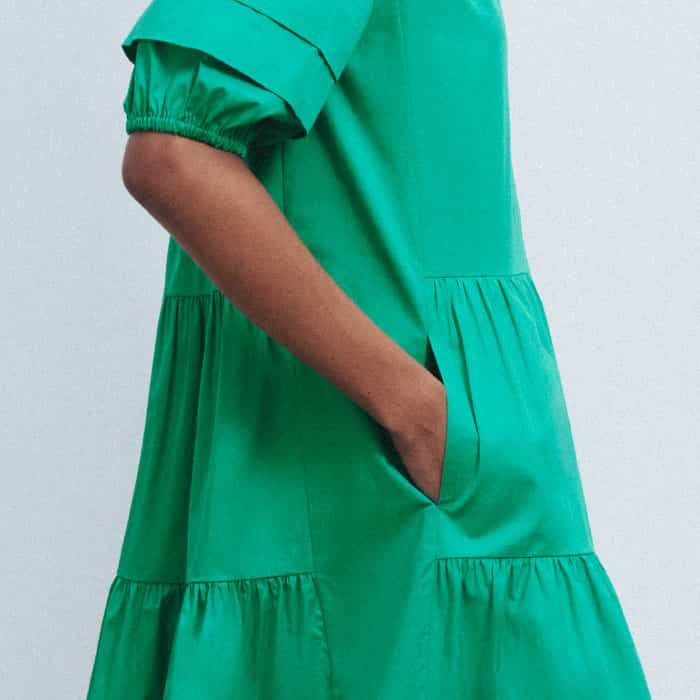 Women's Green Super Soft Poplin Swing Dress | ME+EM Women's Green Super Soft Poplin Swing Dress | ME+EM